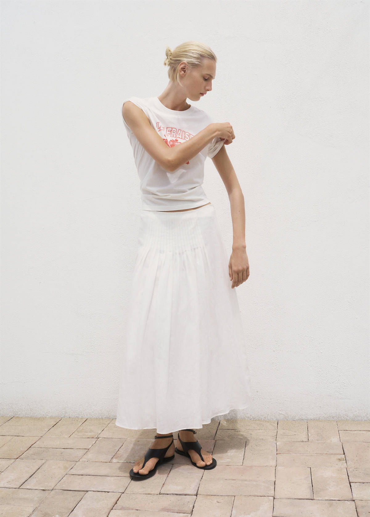 Printed cotton-blend t-shirt