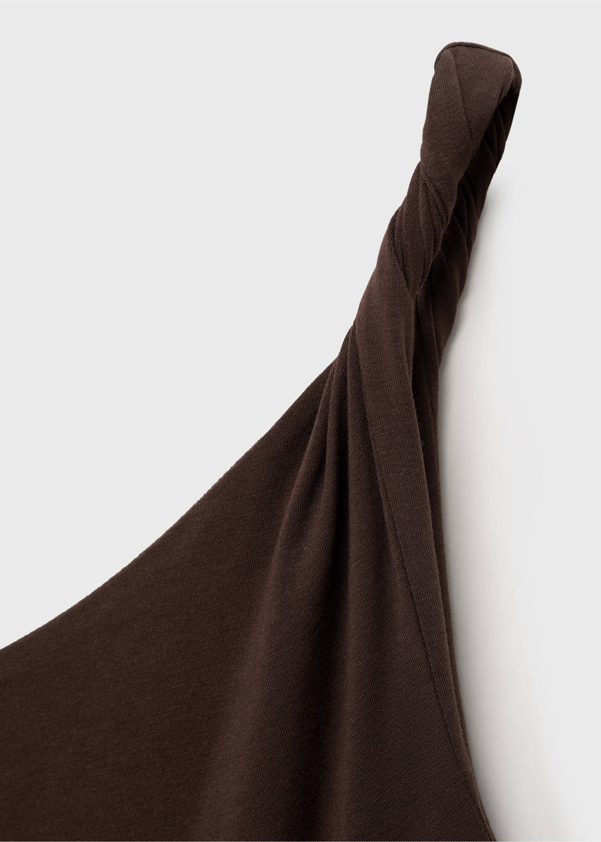 Asymmetrical dress with gathered strap - Details of the article 8, Brown. Ref: 17012911-00.