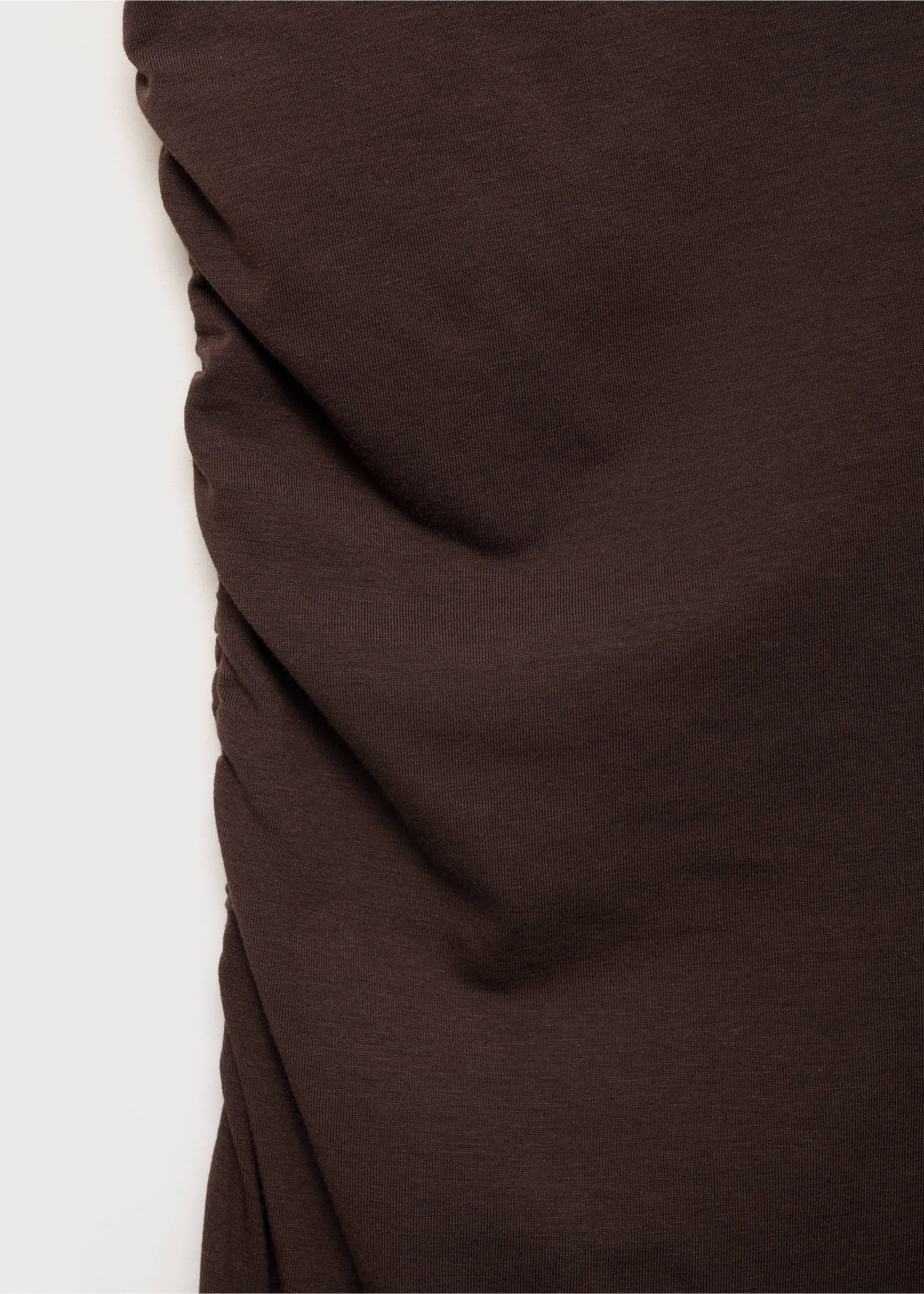 Asymmetrical dress with gathered strap - Details of the article 0, Brown. Ref: 17012911-00.