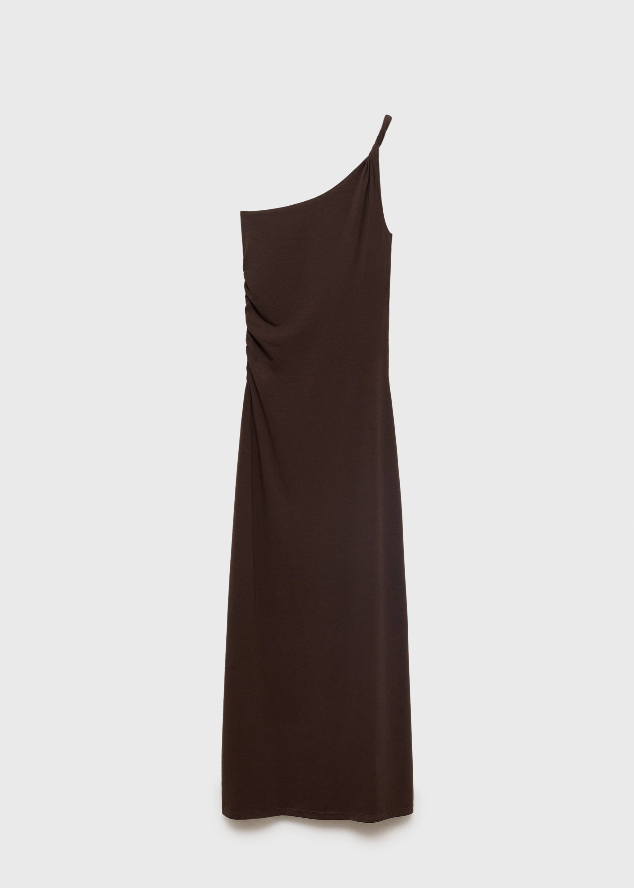 Asymmetrical dress with gathered strap - Article without model, Brown. Ref: 17012911-00.