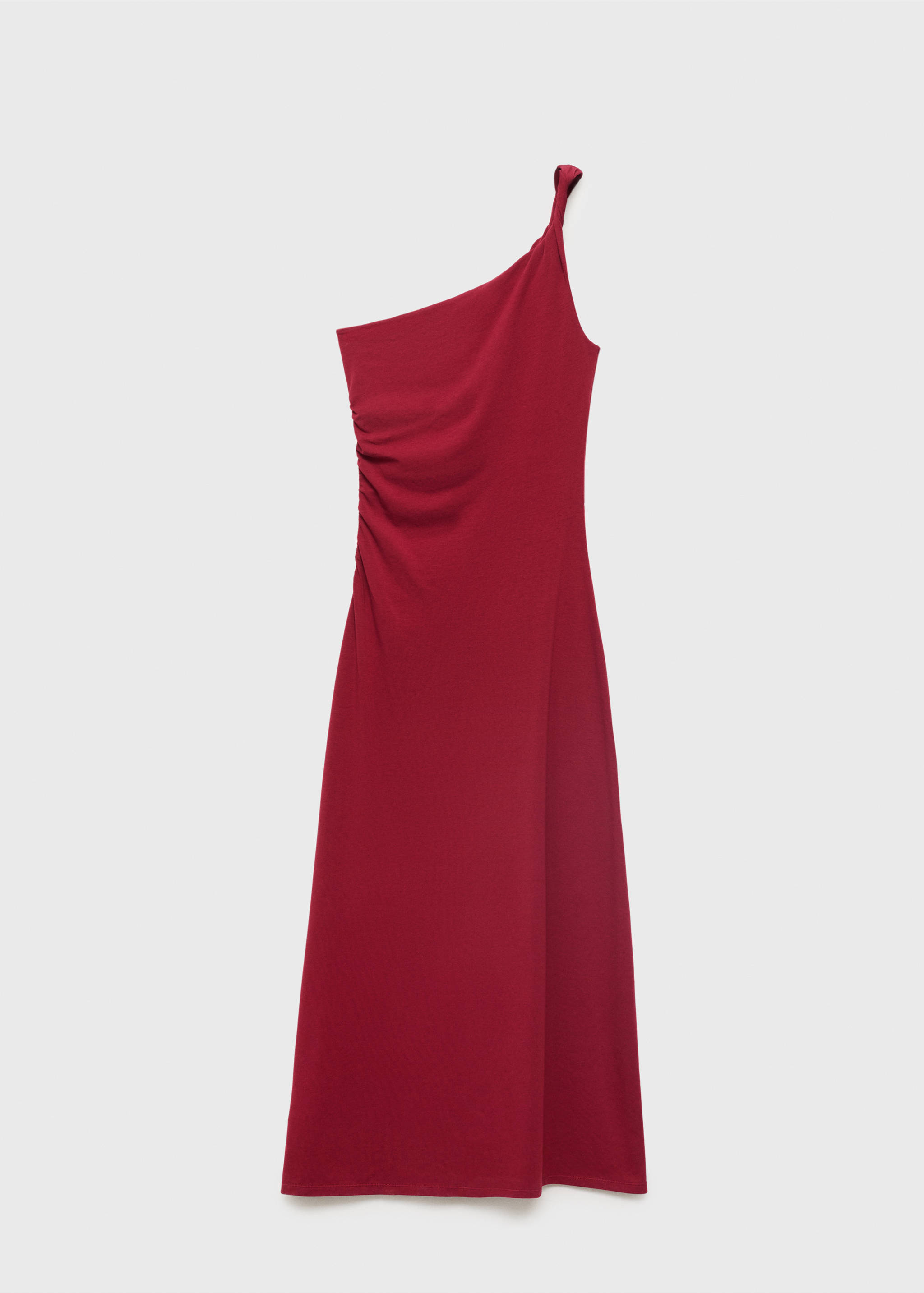 Asymmetrical dress with gathered strap - Article without model, Burgundy. Ref: 17012911-00.