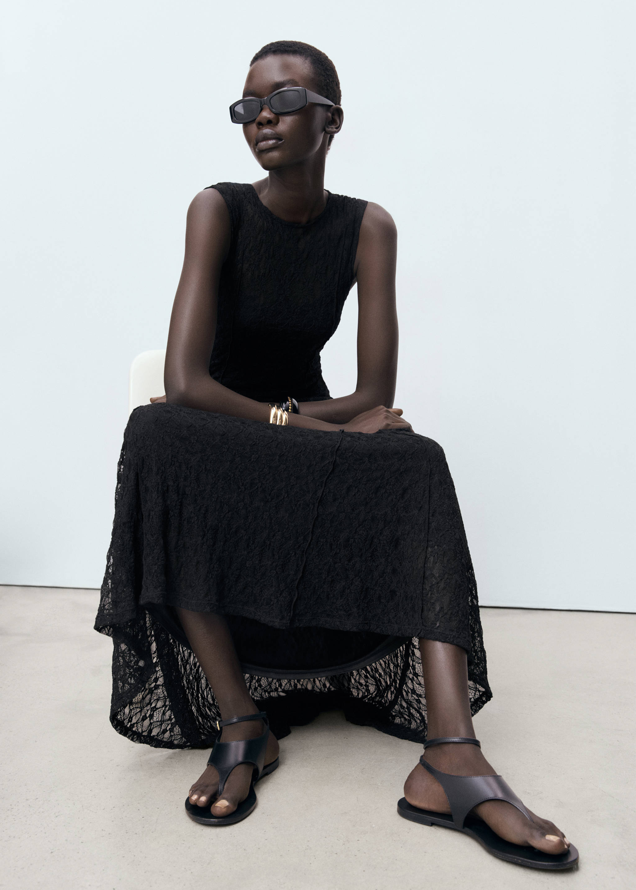 mango black lace dress Asymmetric lace dress - Women