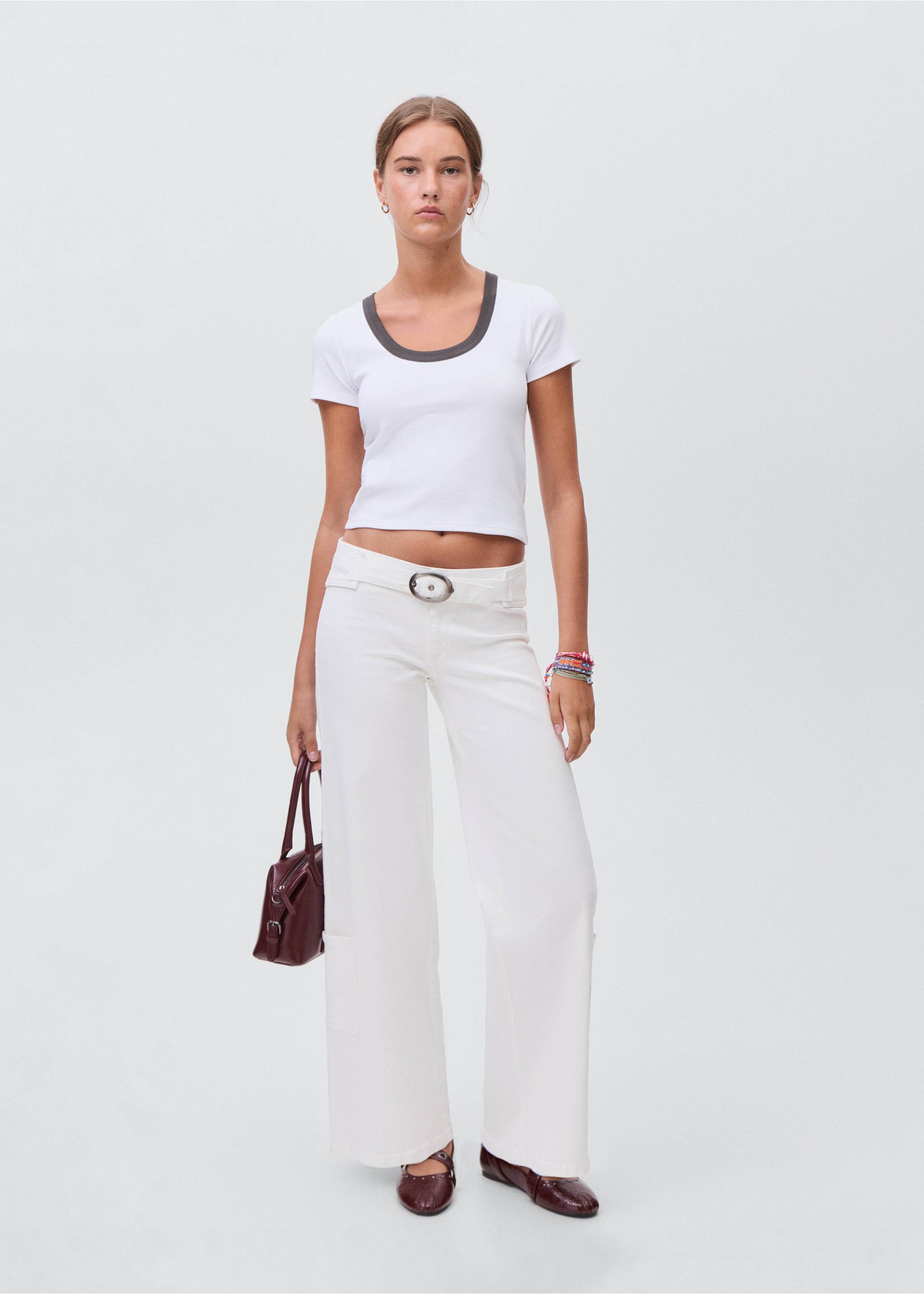 Wide leg jeans with buckle - General plane, Off White. Ref: 17012916-00.