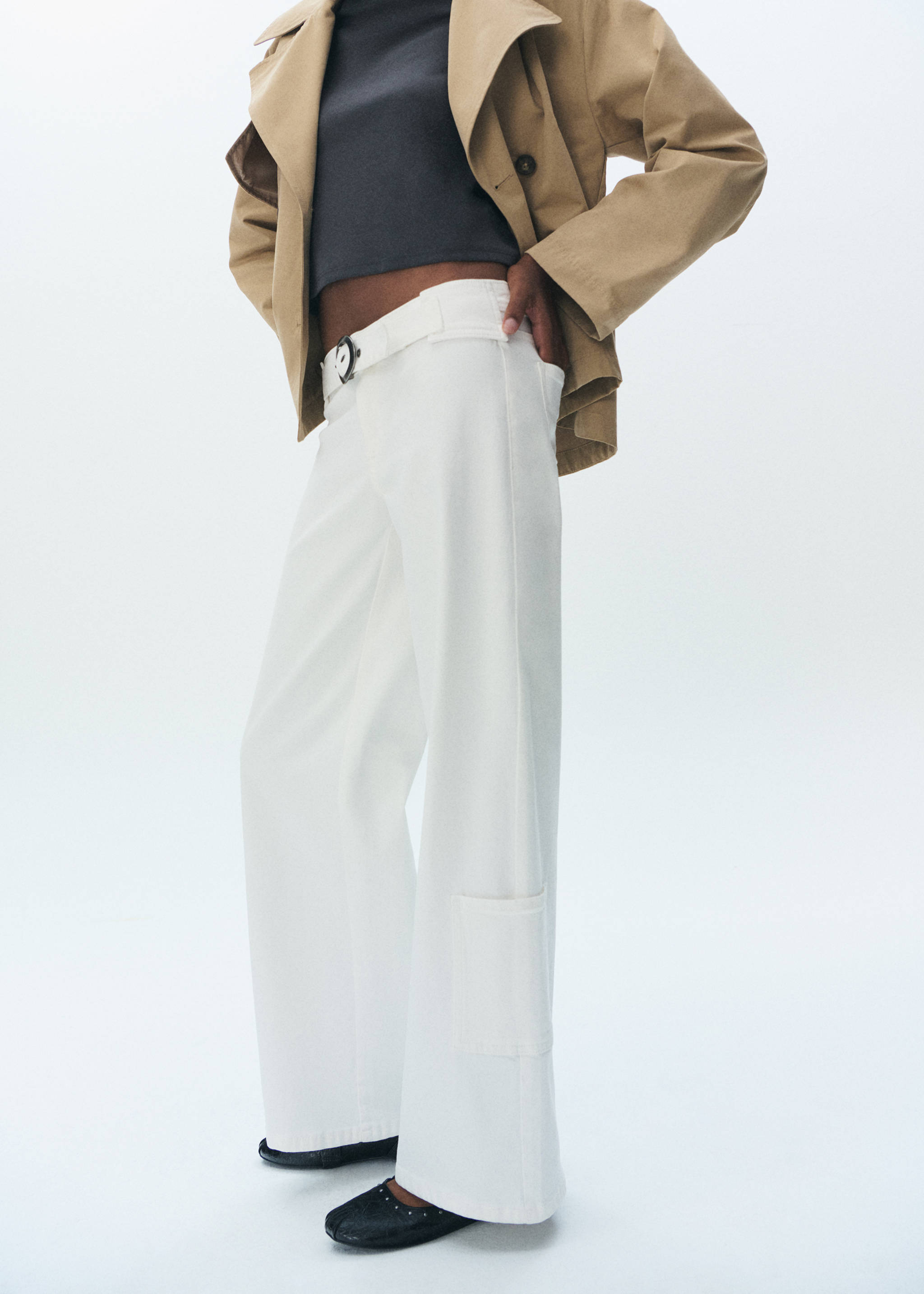 Wide leg jeans with buckle - Details of the article 5