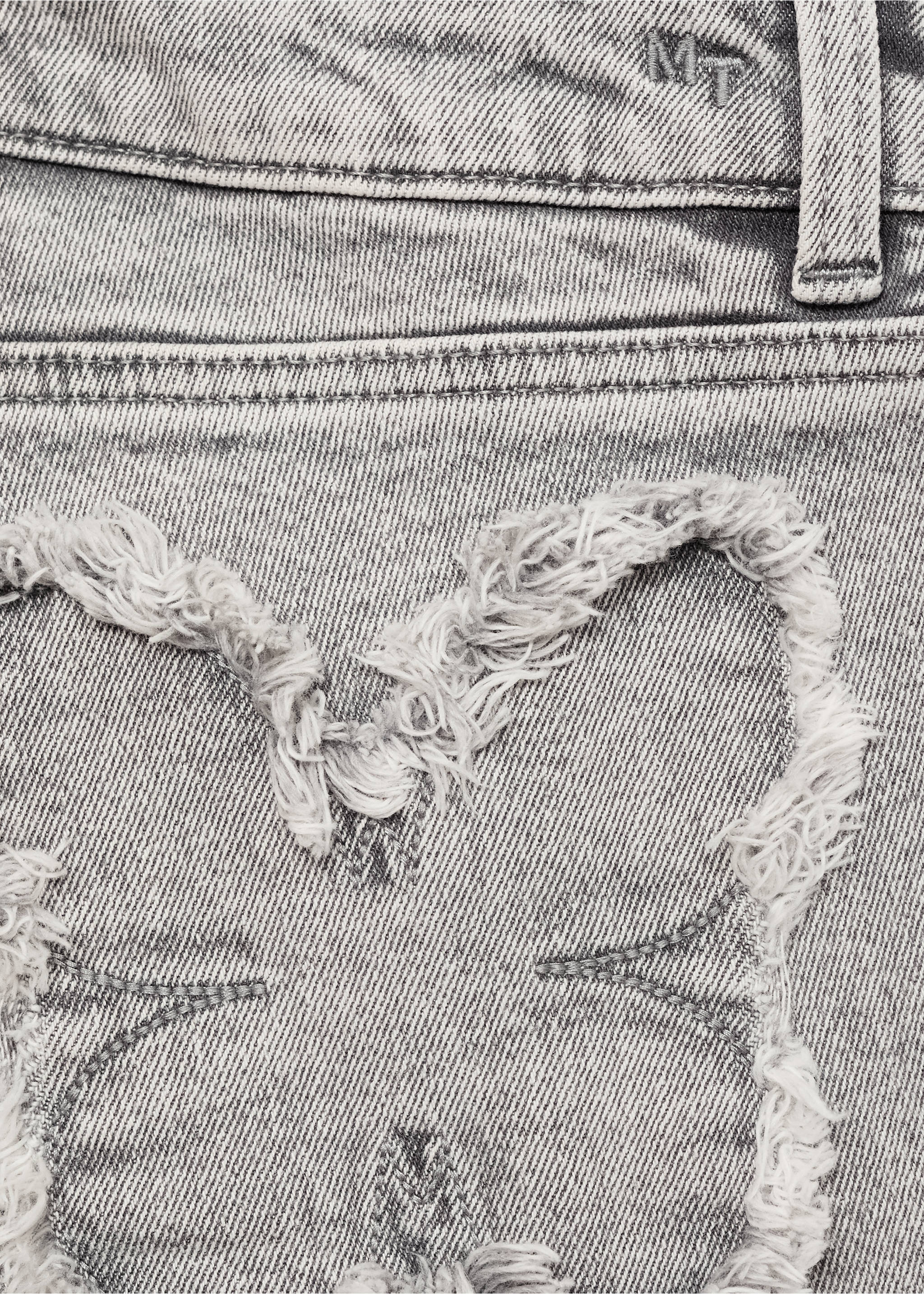 Gerade Jeans mit bestickten Schmetterlingen - Detail des Artikels 0, Denim Grau. Ref: 17012918-00.