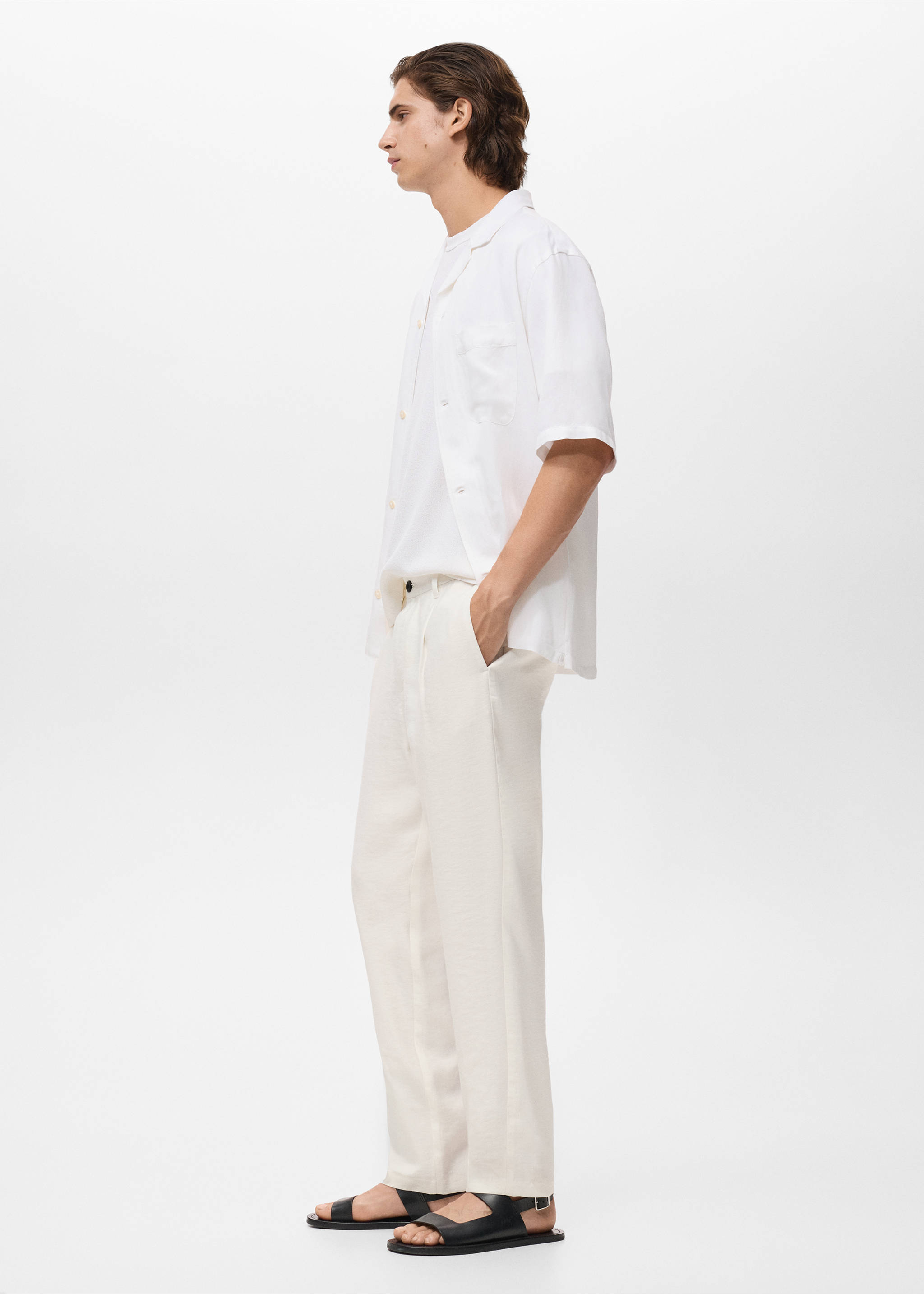 Pantalon droit pinces - Détail de l'article 2, Blanc cassé. Ref: 17012920-00.