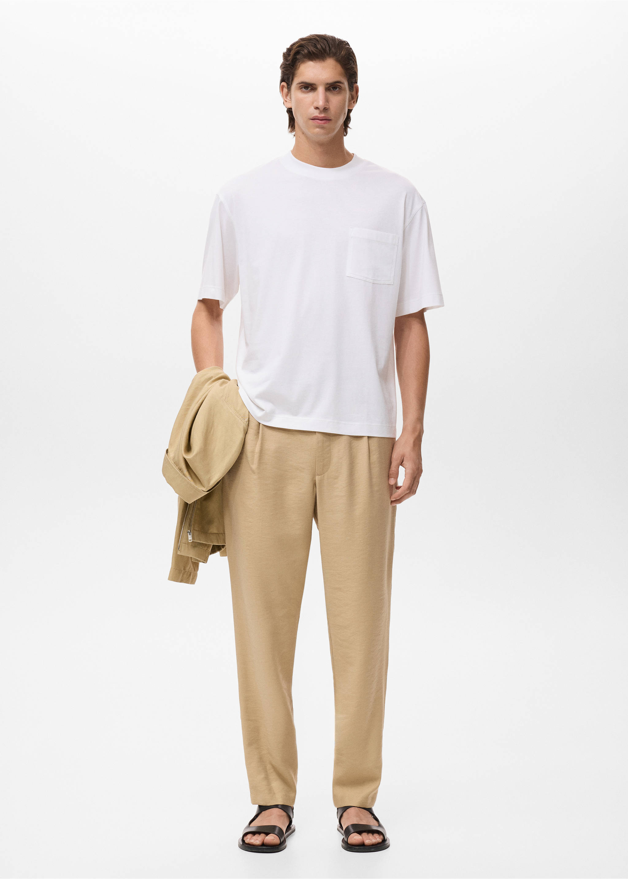 Pantalon droit pinces - Plan général, Beige. Ref: 17012920-00.