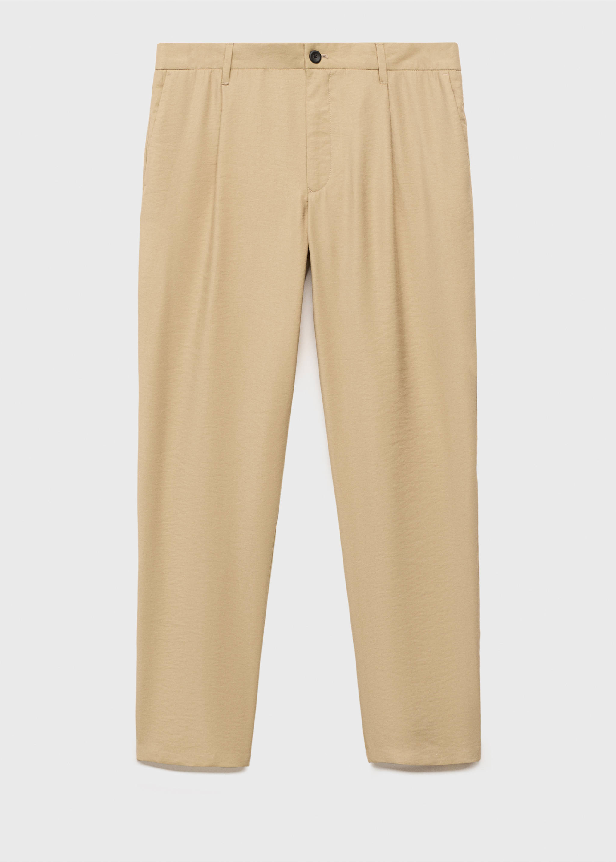 Straight-fit pleated trousers - Article without model, Beige. Ref: 17012920-00.