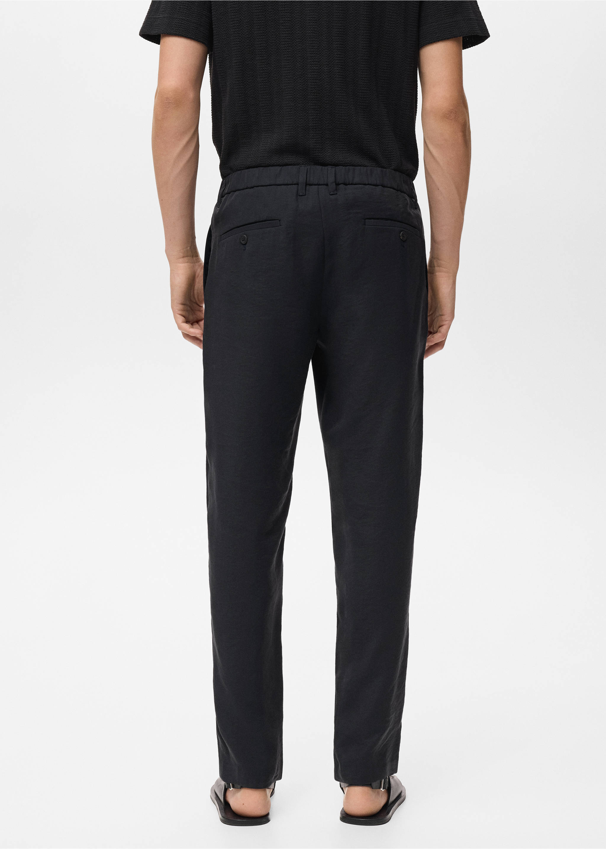 Straight-fit pleated trousers - Reverse of the article, Black. Ref: 17012920-00.