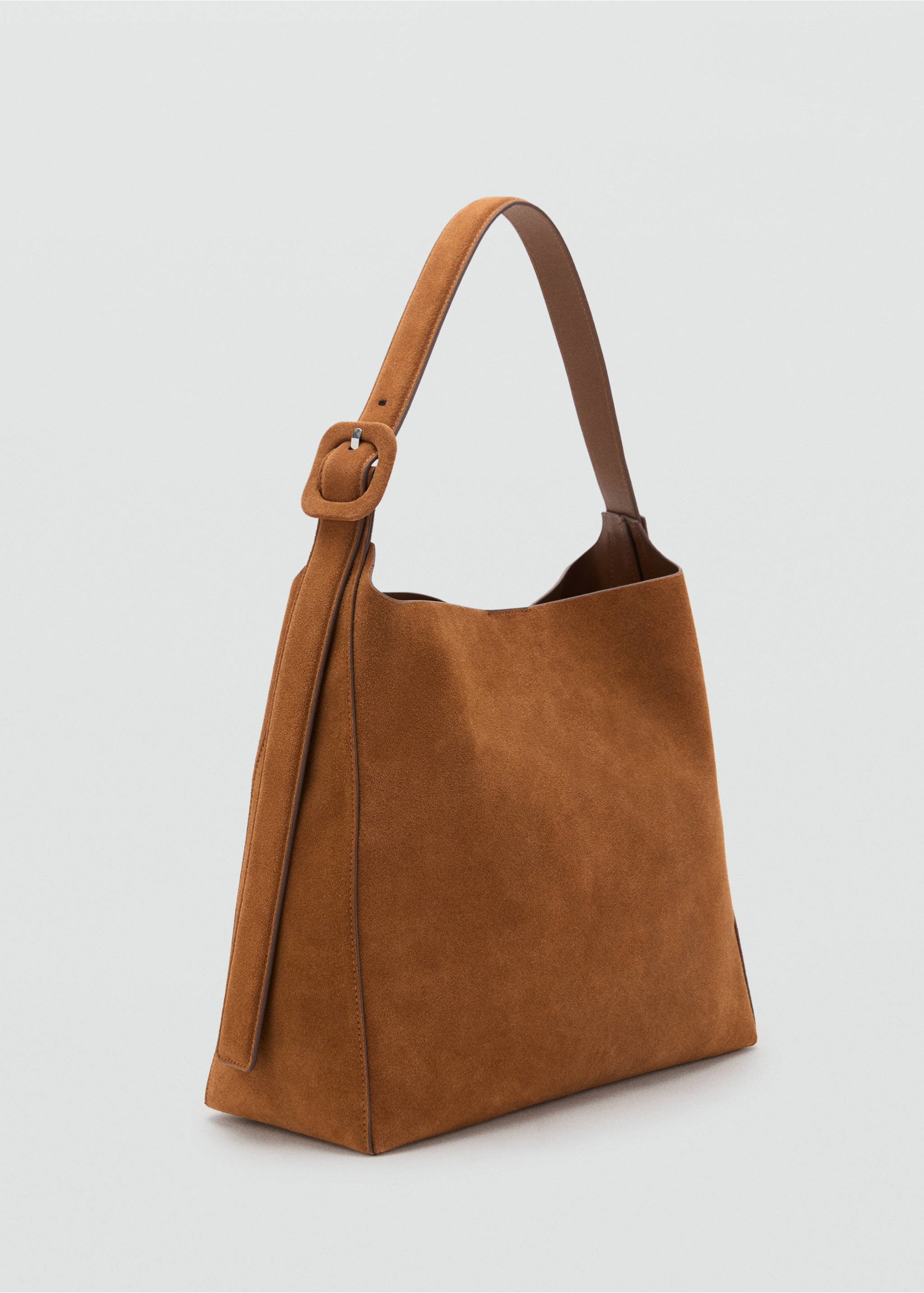 Large suede leather shopper bag - Medium plane, Leather. Ref: 17012921-00.