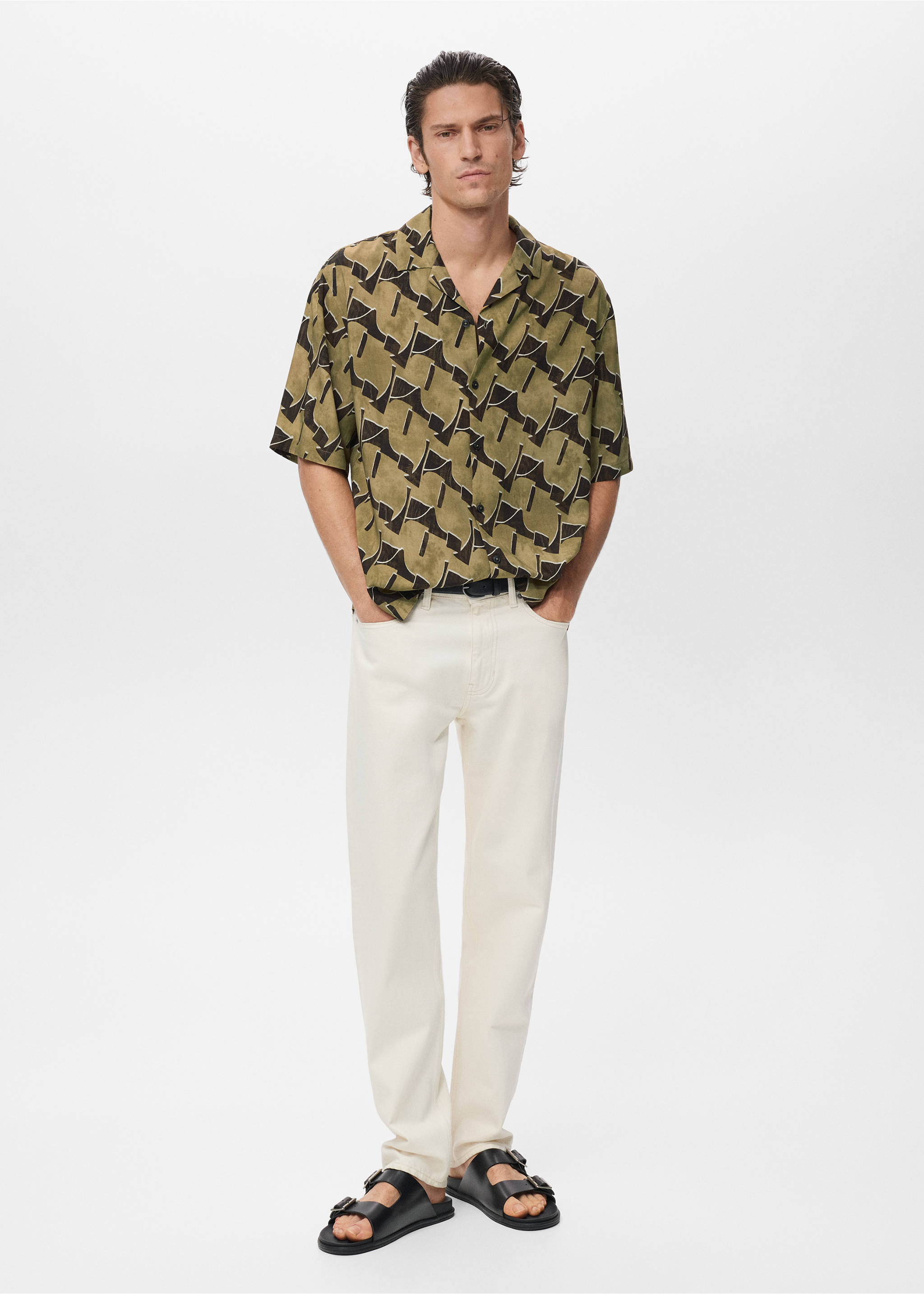 Flowy printed shirt - General plane, Ochre. Ref: 17012930-00.