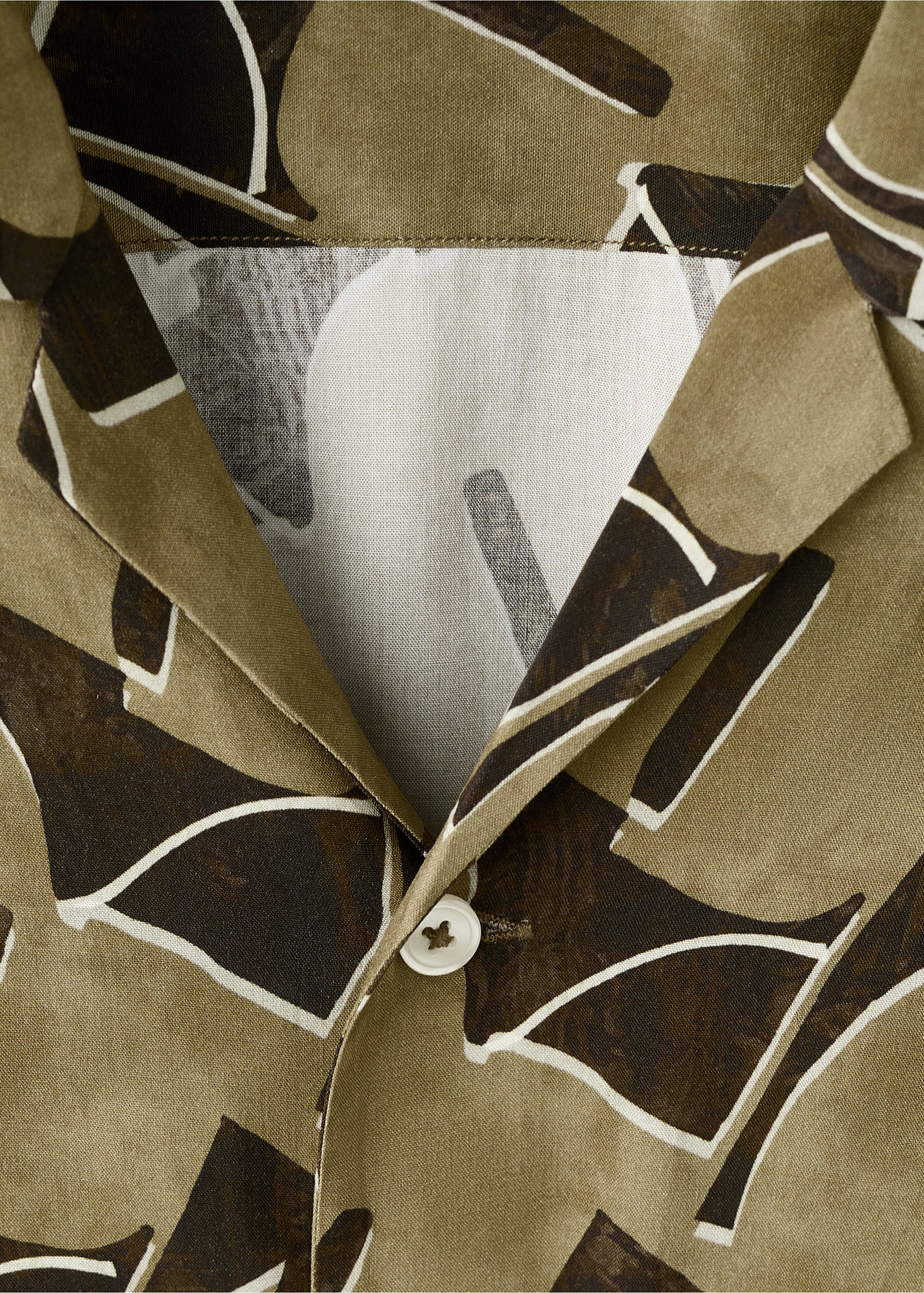 Flowy printed shirt - Details of the article 8, Ochre. Ref: 17012930-00.