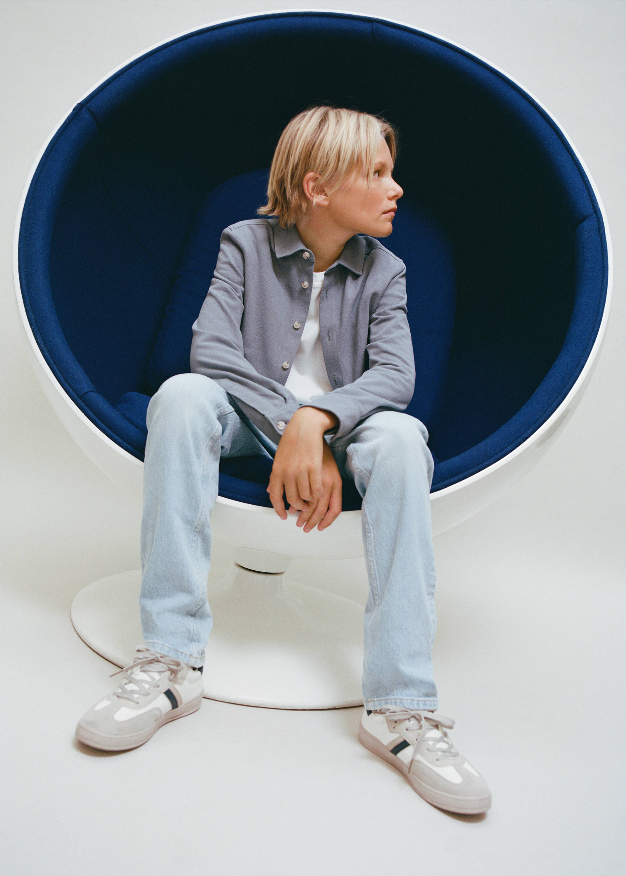 Strickhemd aus Baumwolle - Detail des Artikels 5, Blau. Ref: 17013280-00.