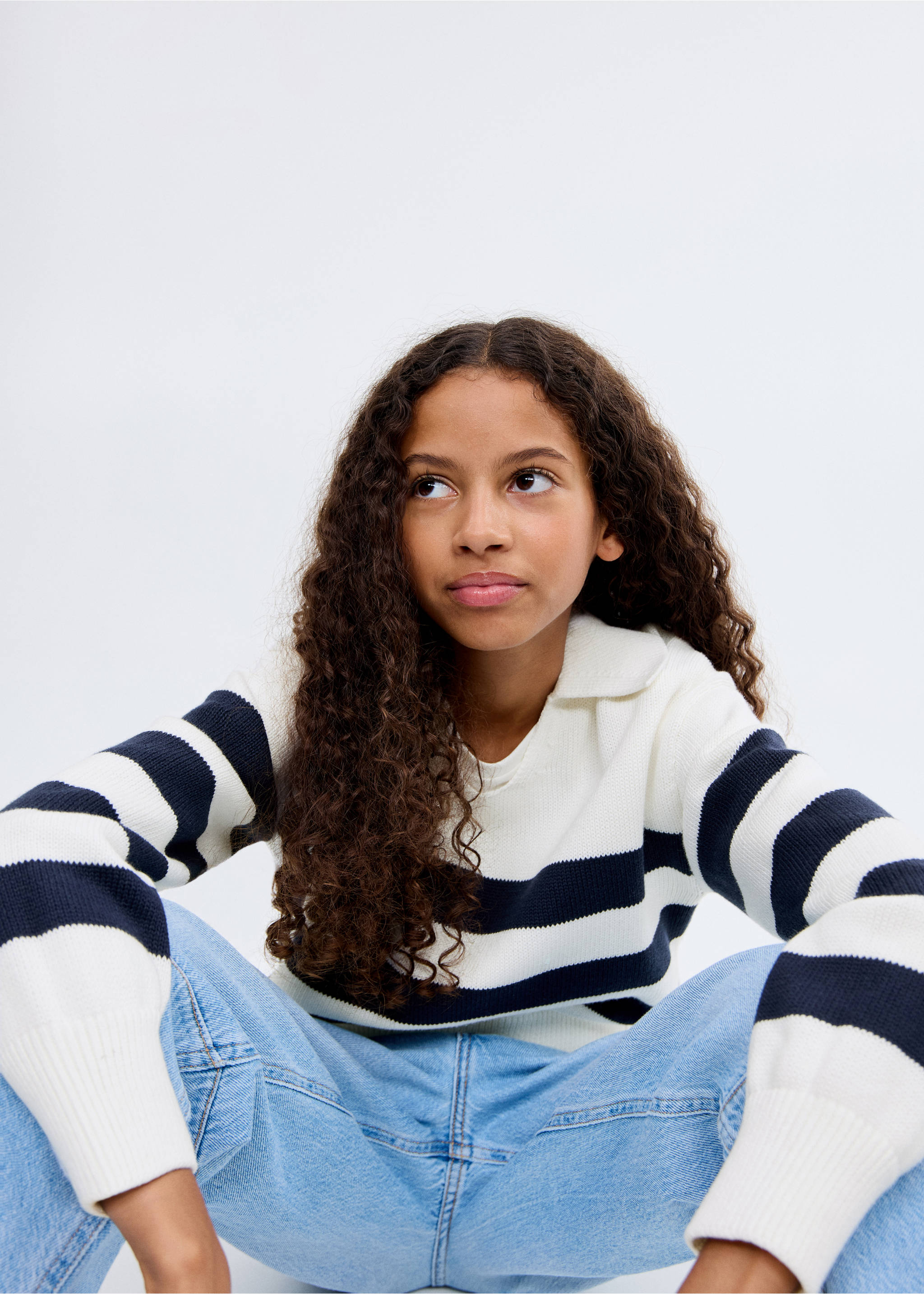 Knitted polo-neck sweater - Medium plane, Off White. Ref: 17013282-00.