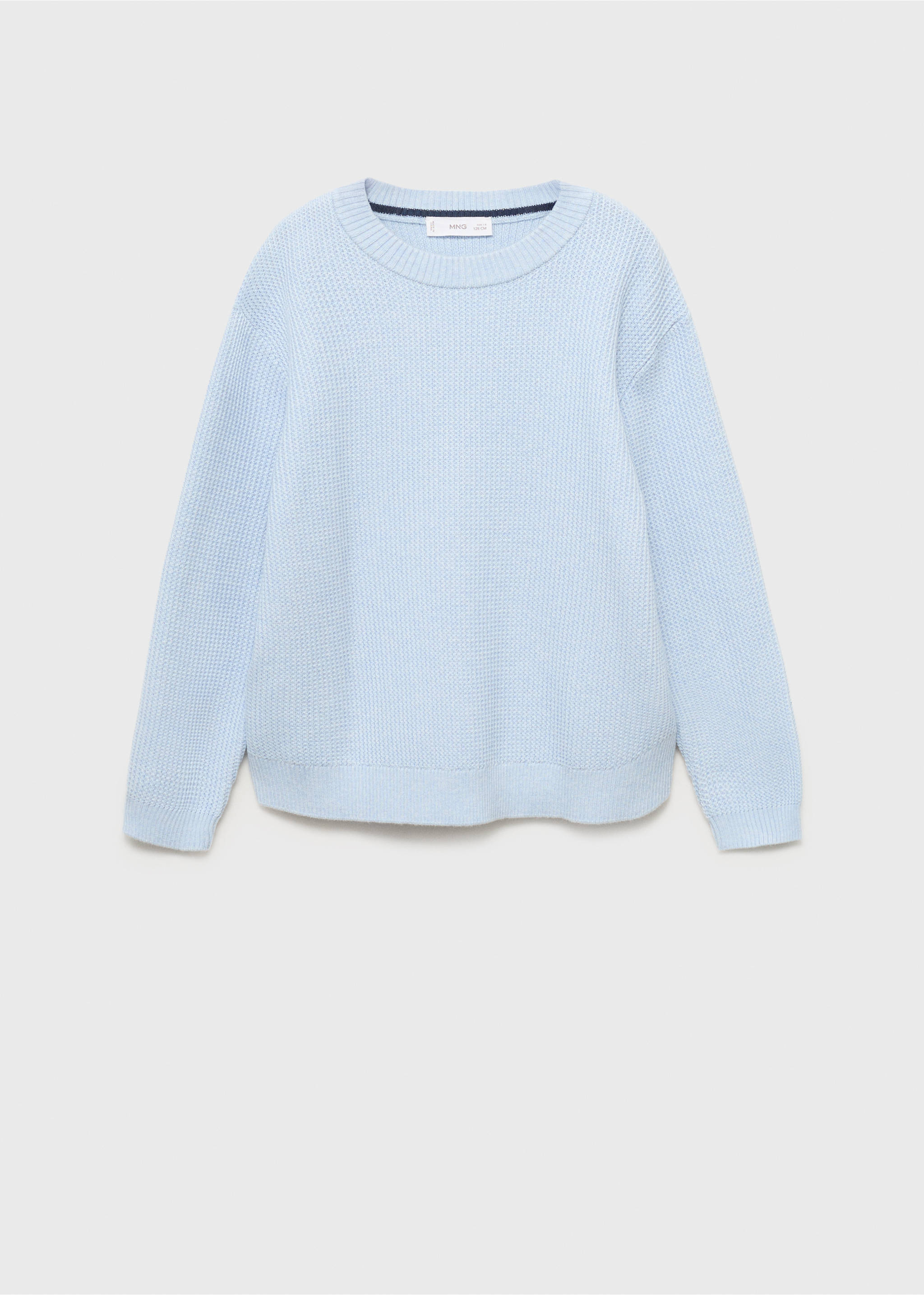 Knitted cotton sweater - Article without model, Sky Blue. Ref: 17013283-00.