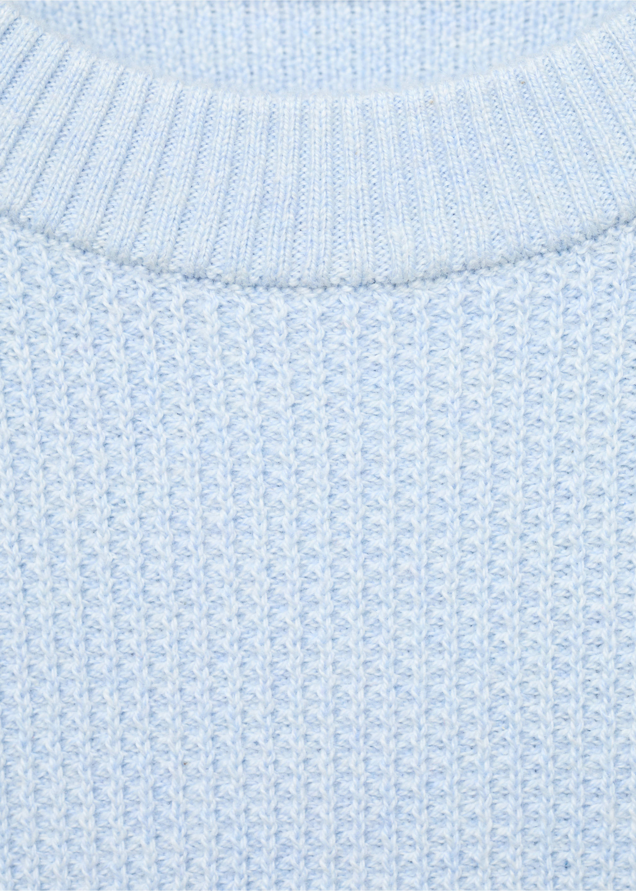 Knitted cotton sweater - Details of the article 8, Sky Blue. Ref: 17013283-00.