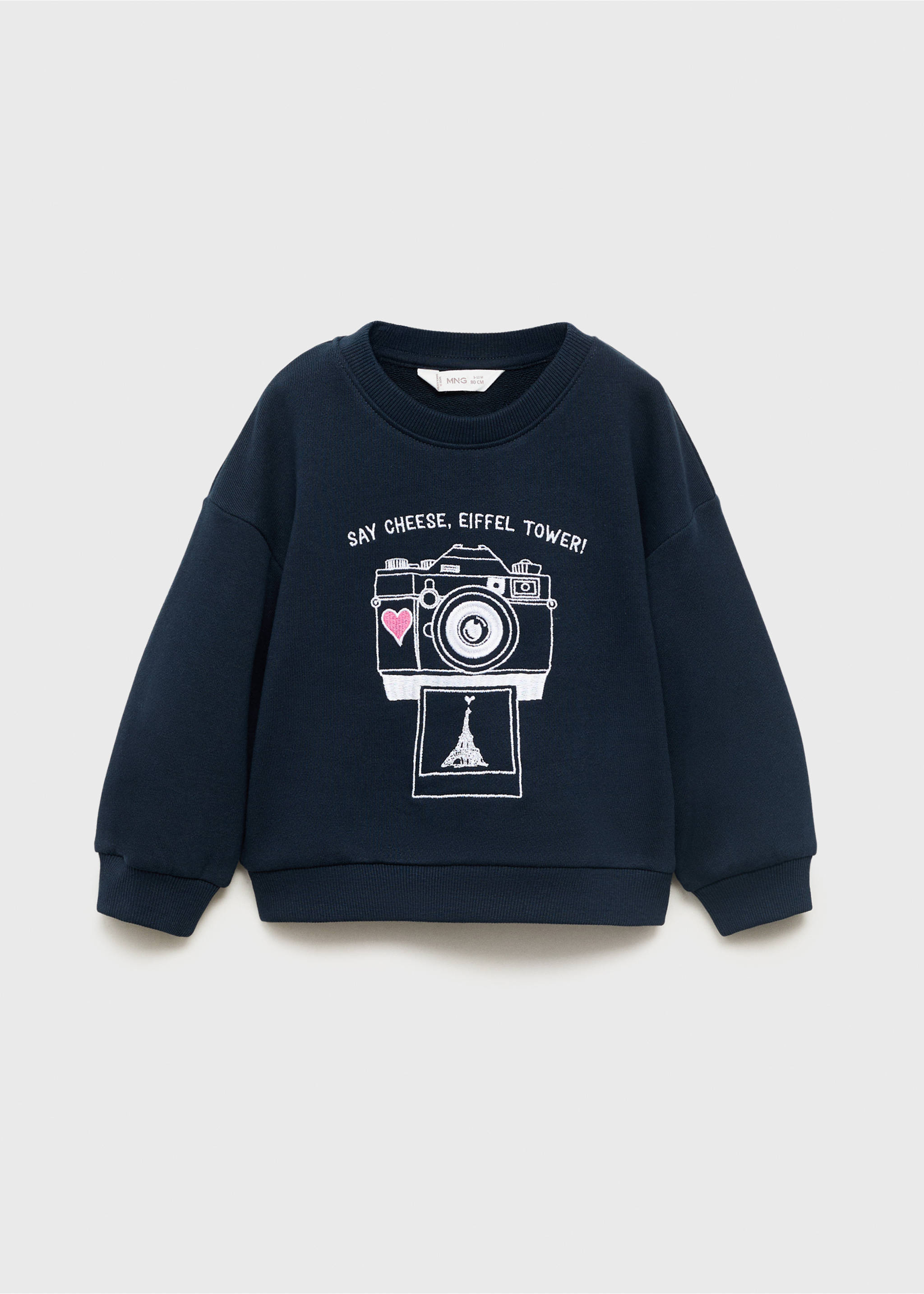 Embroidered drawing sweatshirt - Article without model, Navy. Ref: 17013287-00.