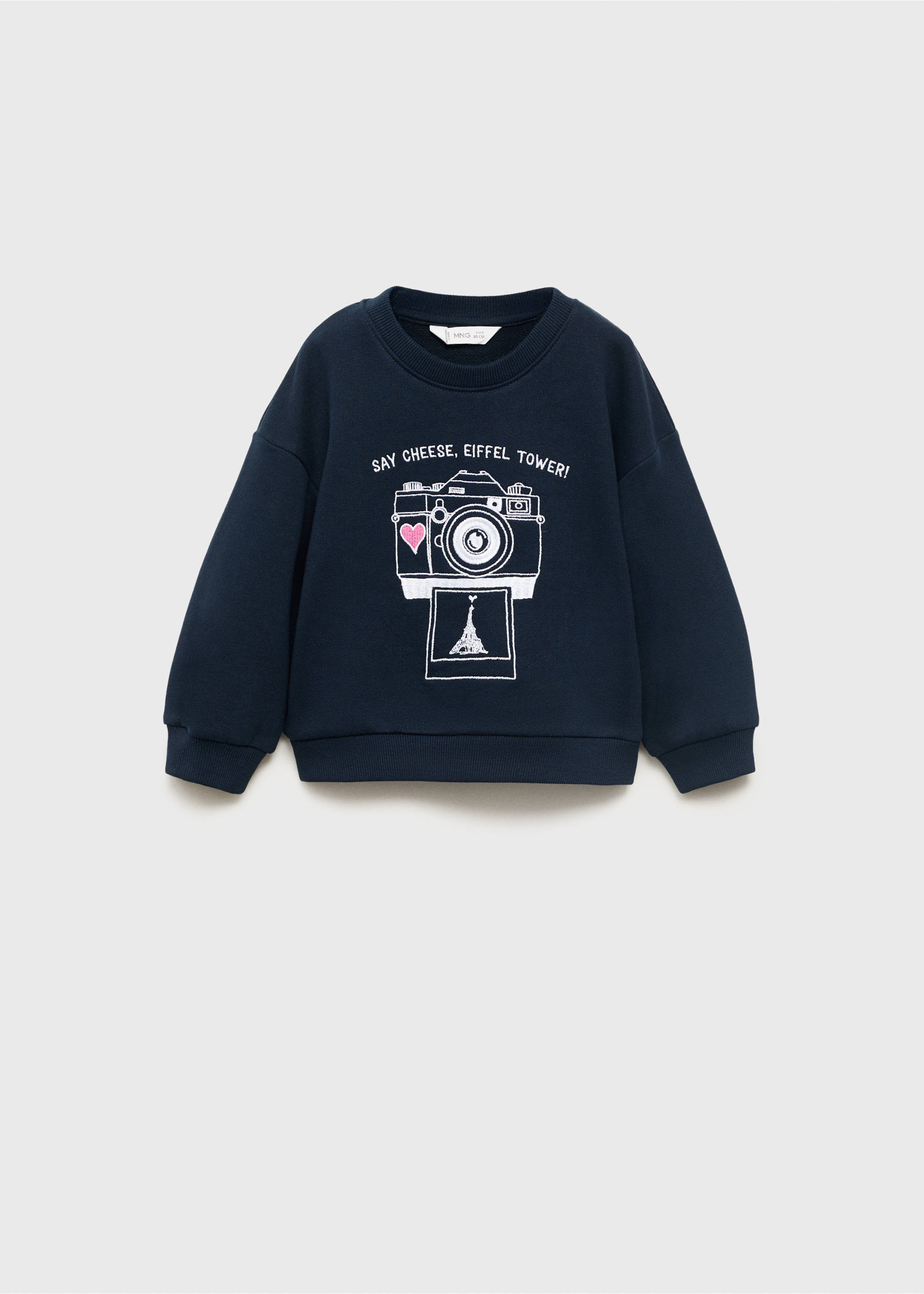 Embroidered drawing sweatshirt - Article without model, Navy. Ref: 17013287-00.