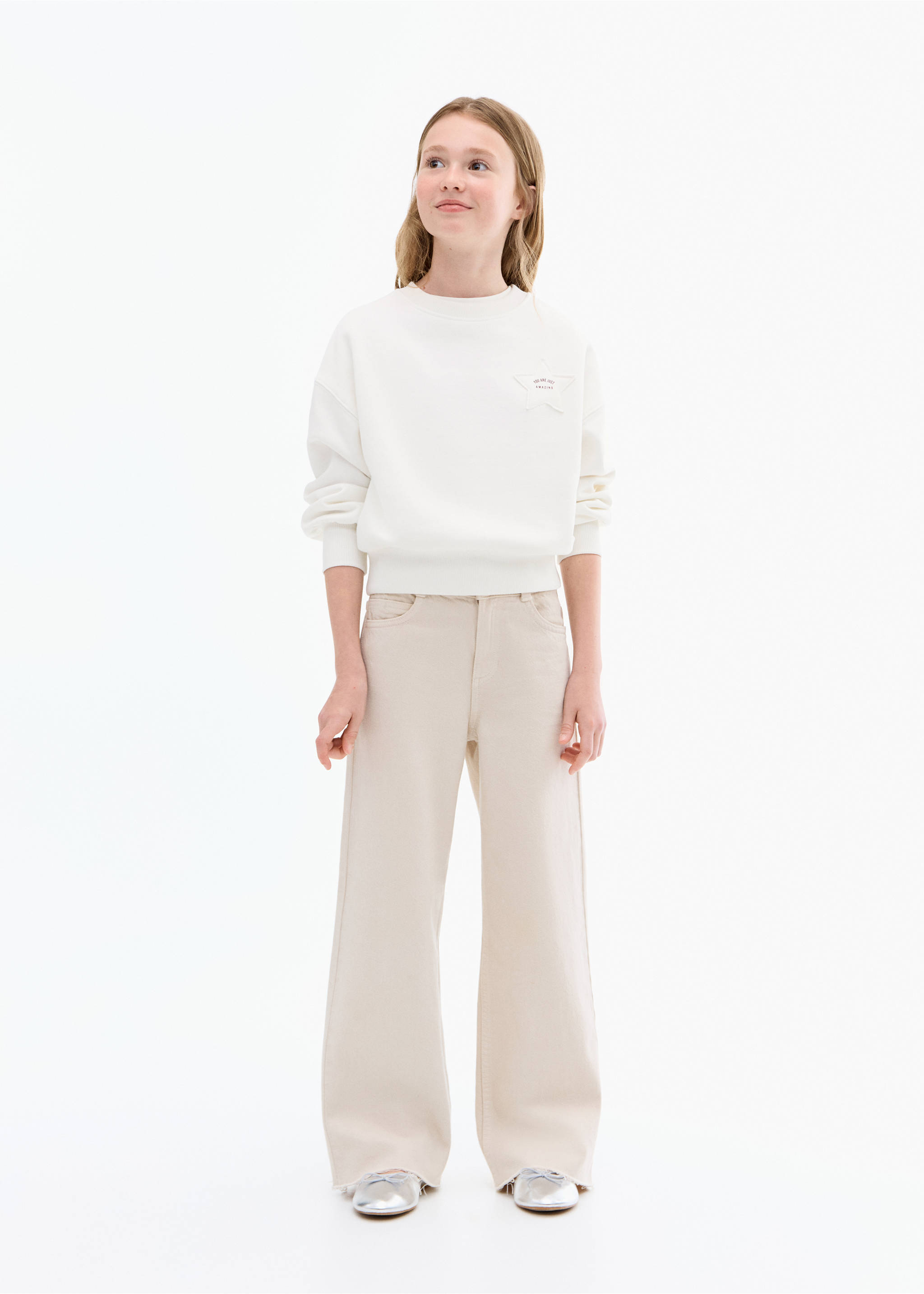 Sweatshirt with embroidered star - General plane, Off White. Ref: 17013288-00.