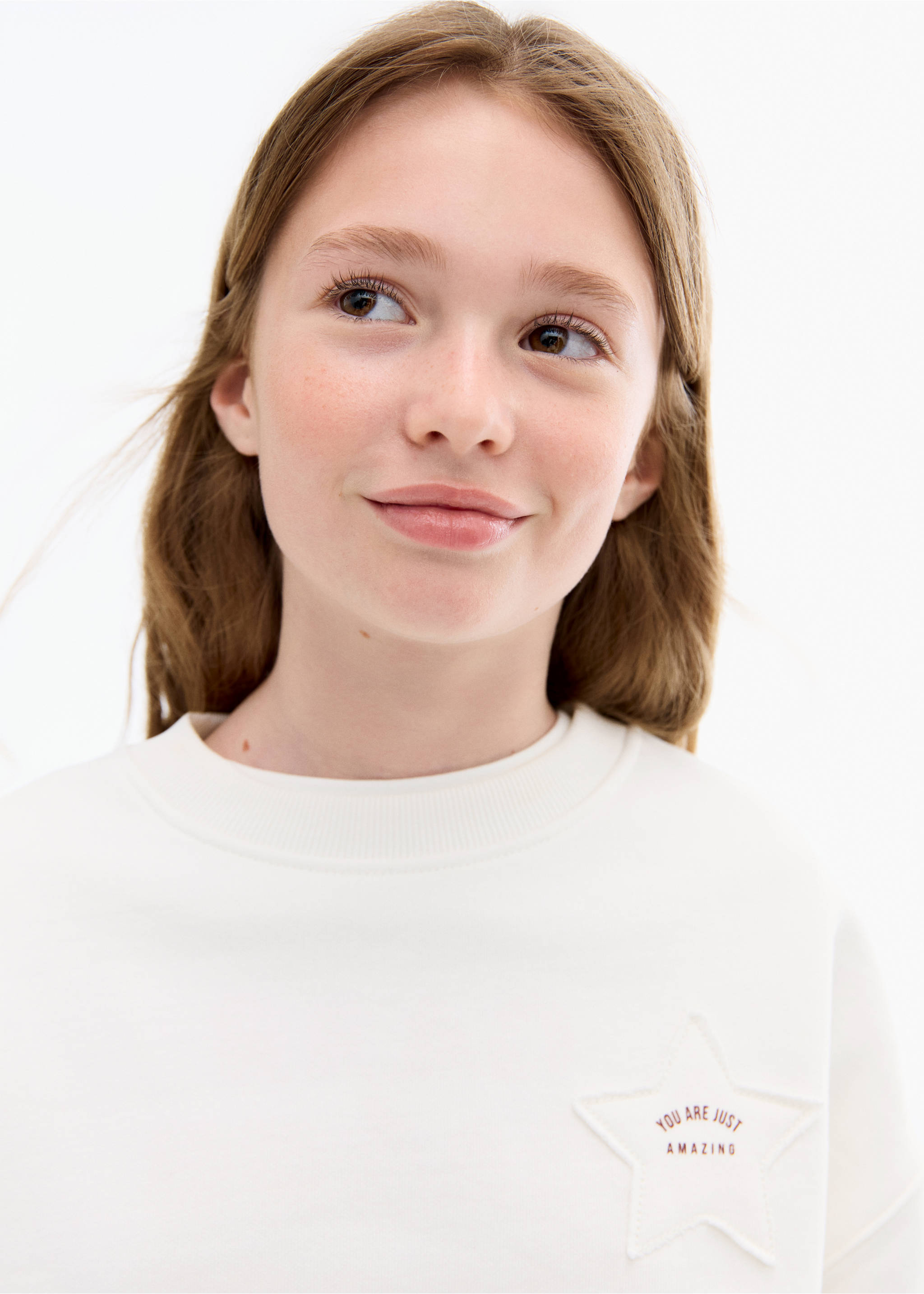 Sweatshirt with embroidered star - Details of the article 1, Off White. Ref: 17013288-00.