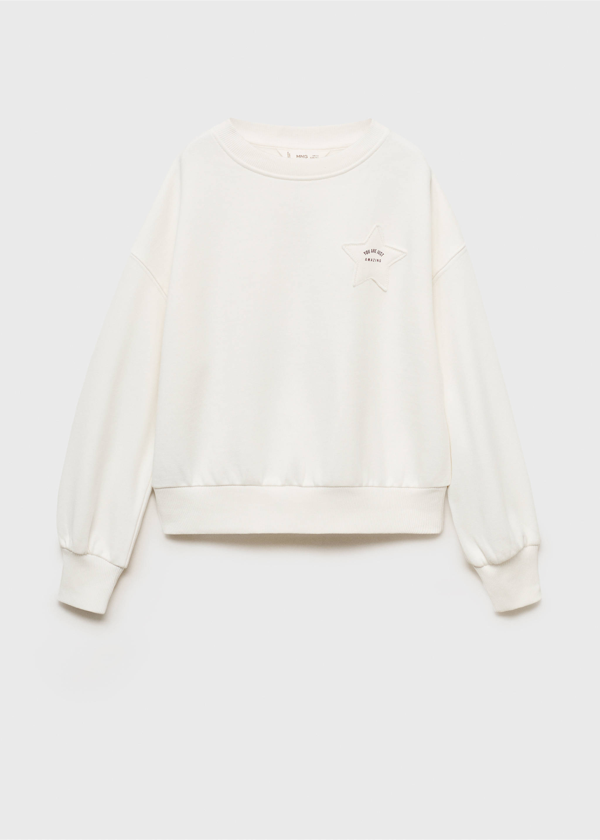 Sweatshirt mit  aufgesticktem Sternenmotiv - Artikel ohne Model, Cremeweiß. Ref: 17013288-00.