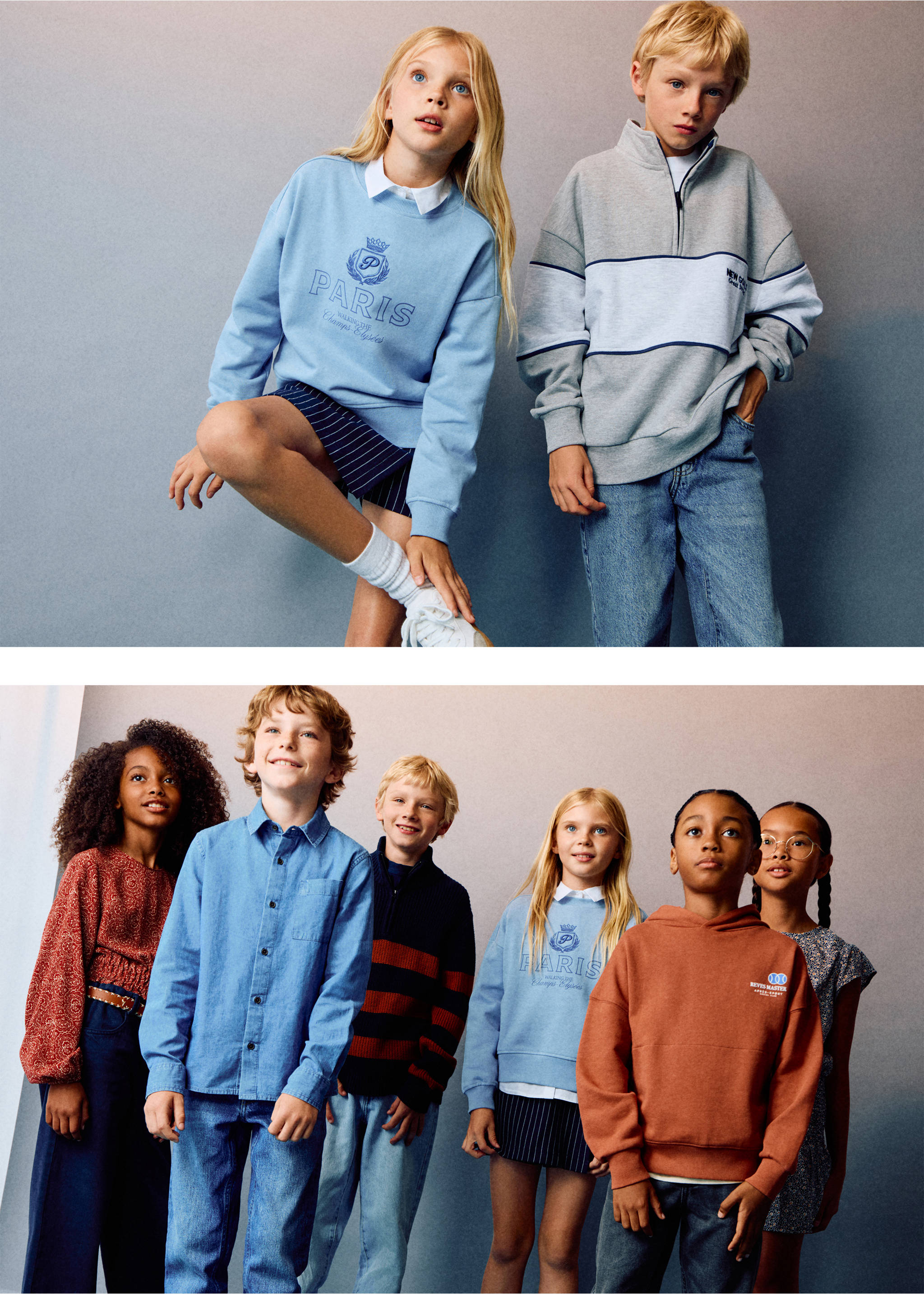 Vyšívaná potištěná mikina - Detail zboží 6, Modrá obloha. Ref: 17013289-00.