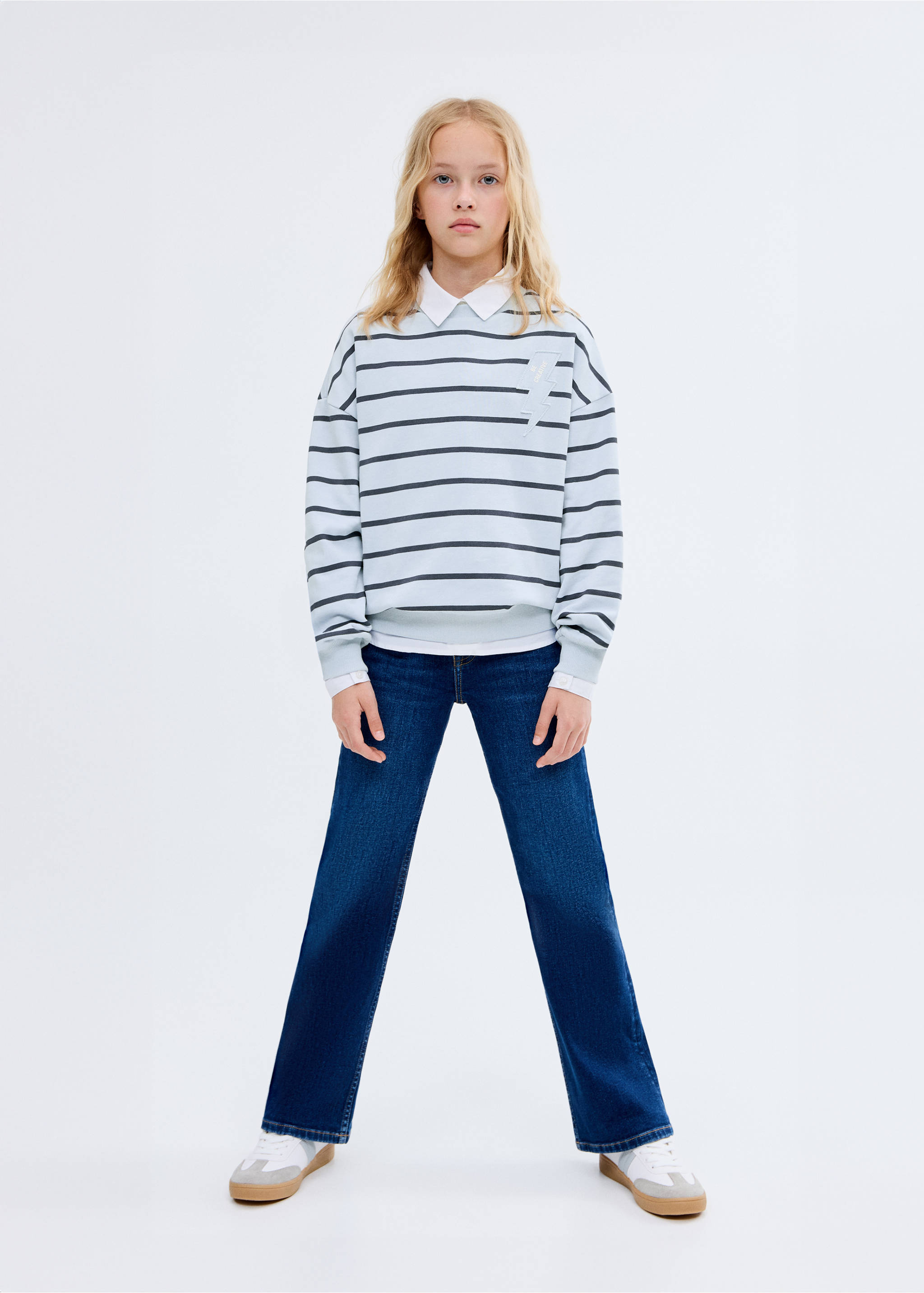 Embroidery striped sweatshirt - General plane, Blue. Ref: 17013290-00.