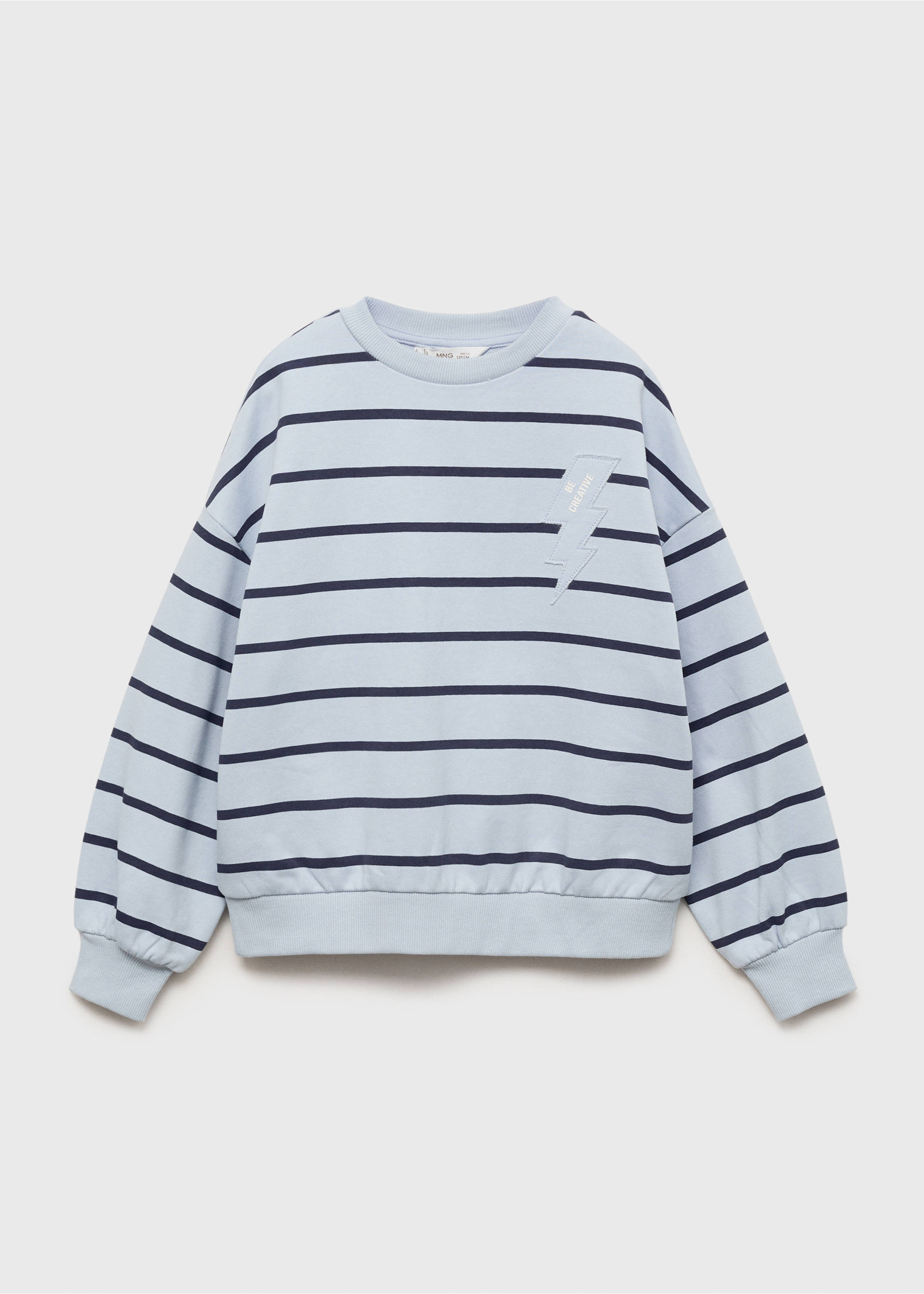 Embroidery striped sweatshirt - Article without model, Blue. Ref: 17013290-00.