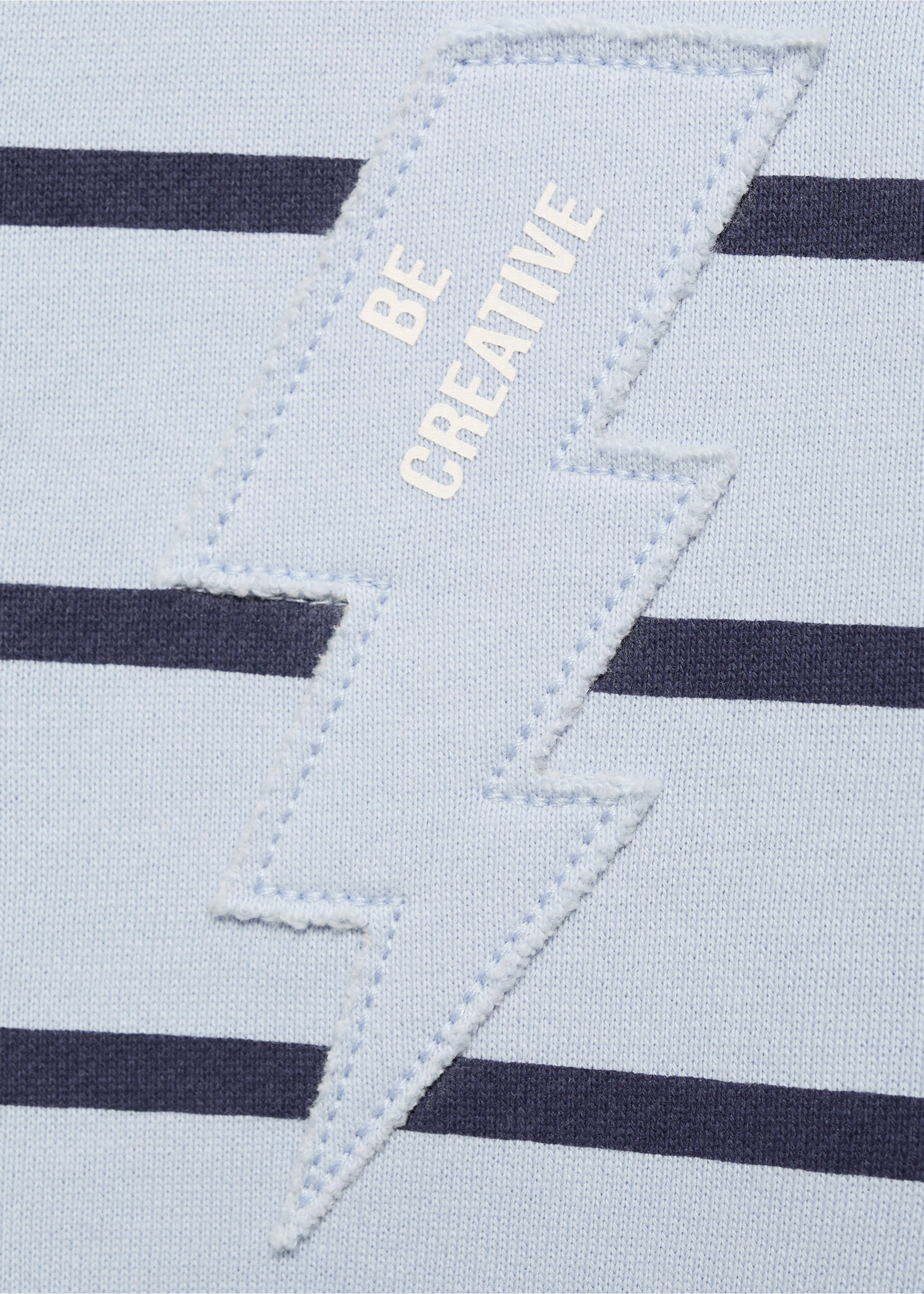 Embroidery striped sweatshirt - Details of the article 0, Blue. Ref: 17013290-00.