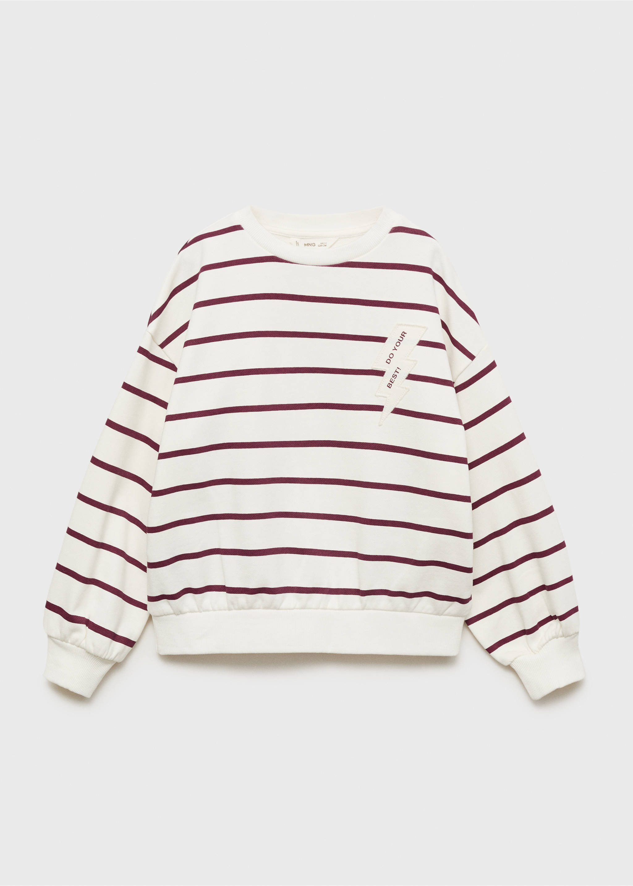 Gestreiftes Sweatshirt mit Stickereien - Artikel ohne Model, Granatrot. Ref: 17013290-00.