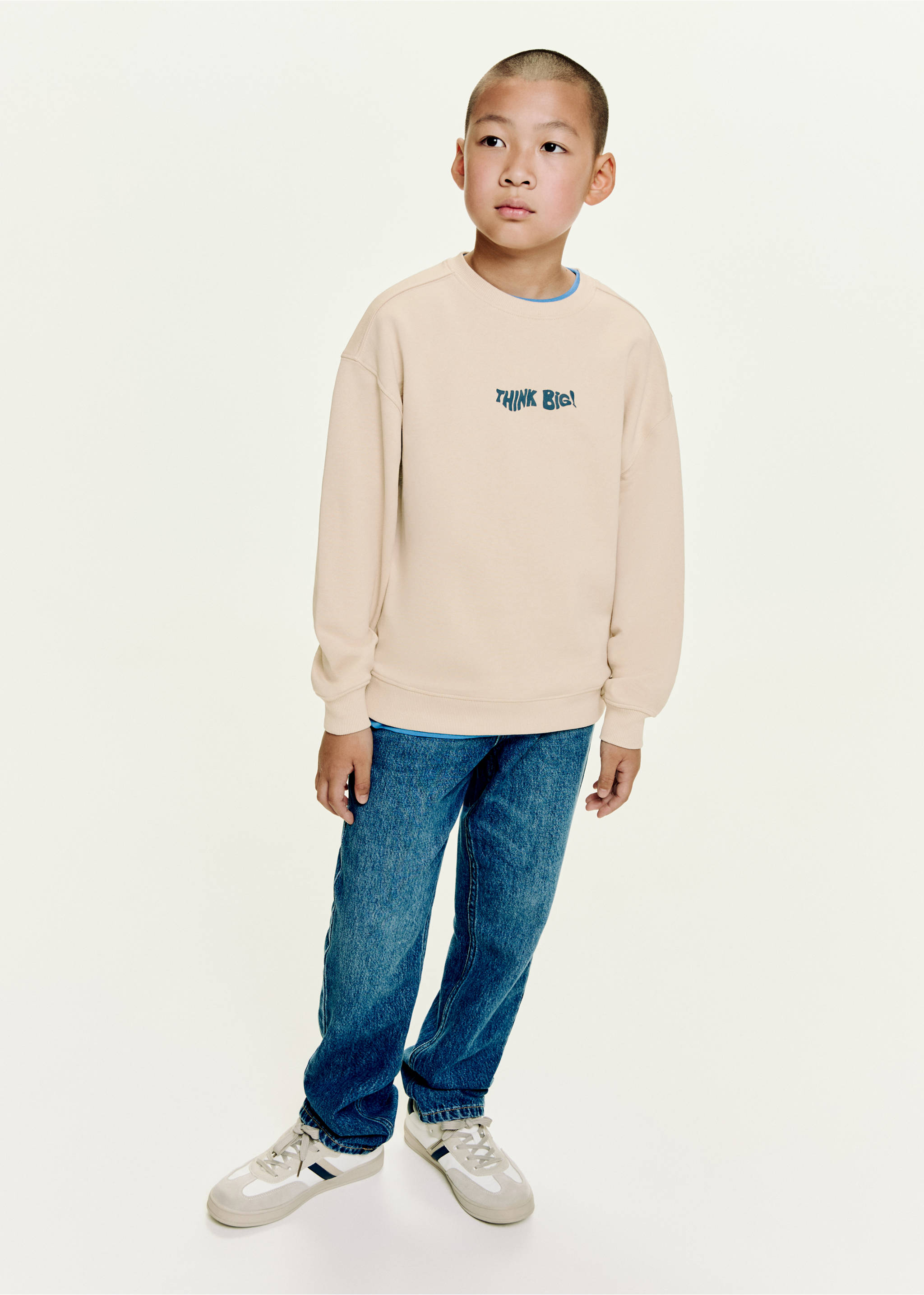 Embossed text sweatshirt - General plane, Sand. Ref: 17013293-00.