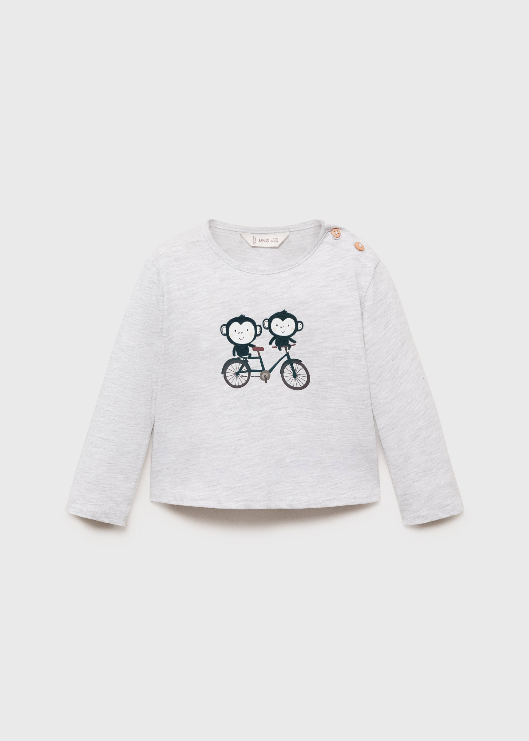 Printed cotton-blend t-shirt - Article without model, Medium Heather Grey. Ref: 17013299-00.