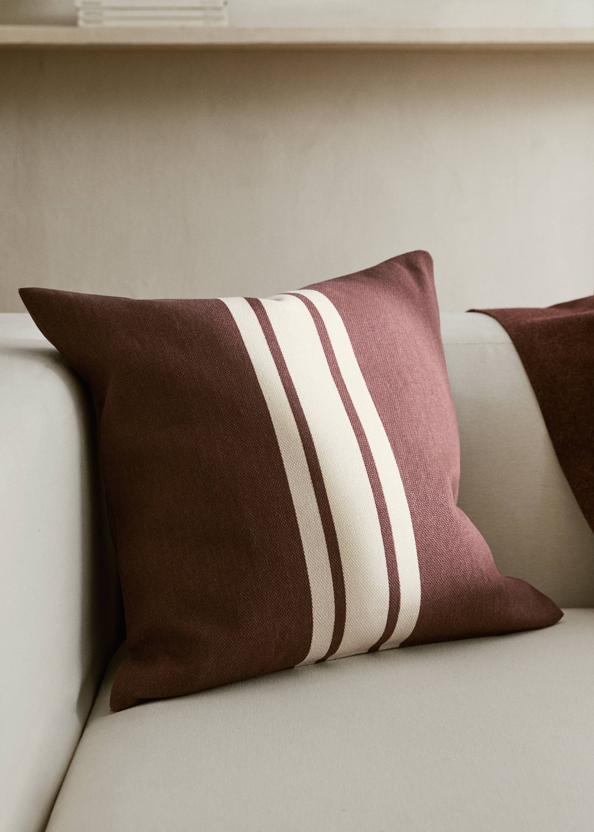 Cotton cushion cover with printed stripes 45x45 cm - General plane