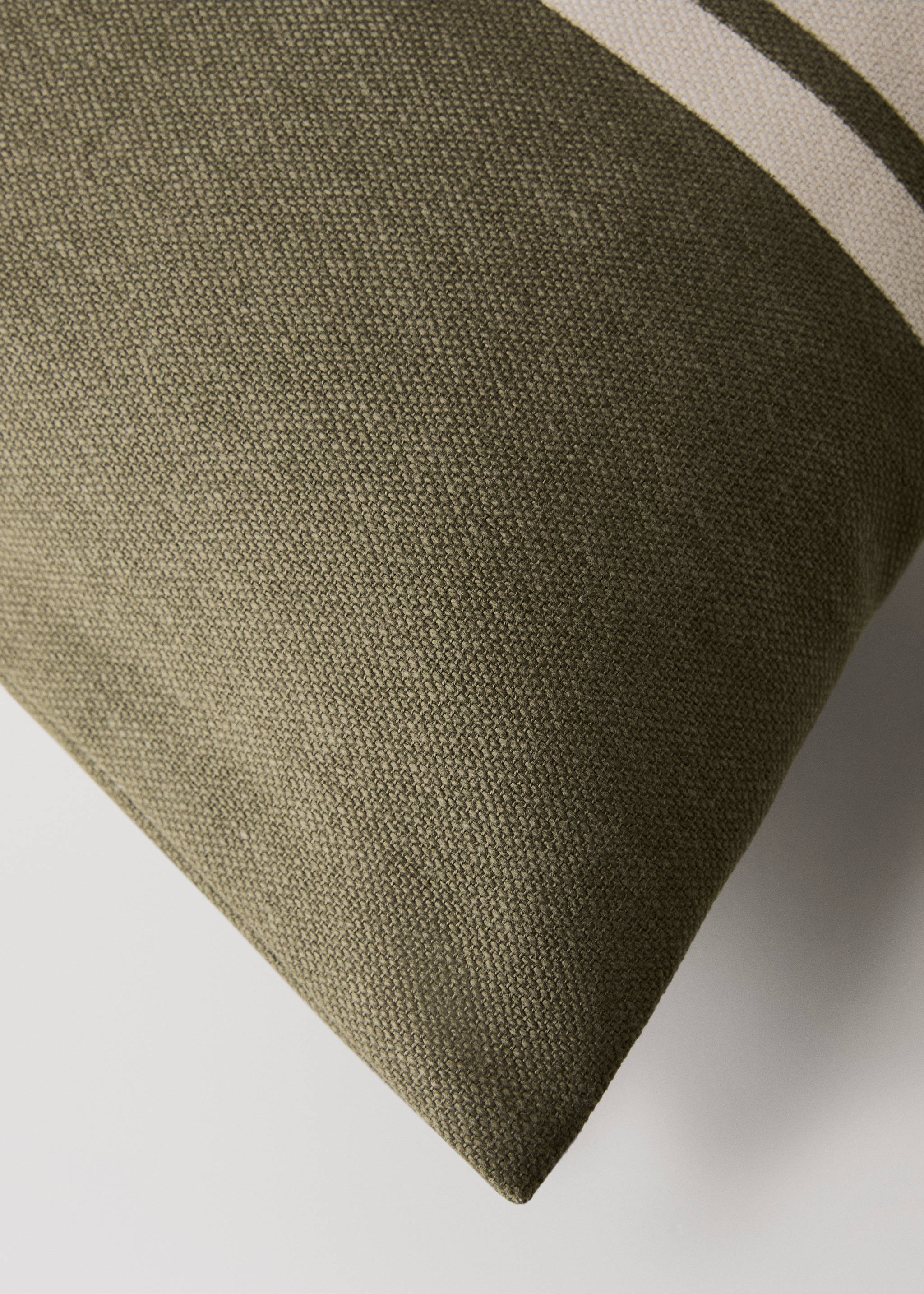 Housse de coussin en coton imprimé à rayures 45x45 cm - Détail de l'article 2, Vert. Ref: 17013314-00.
