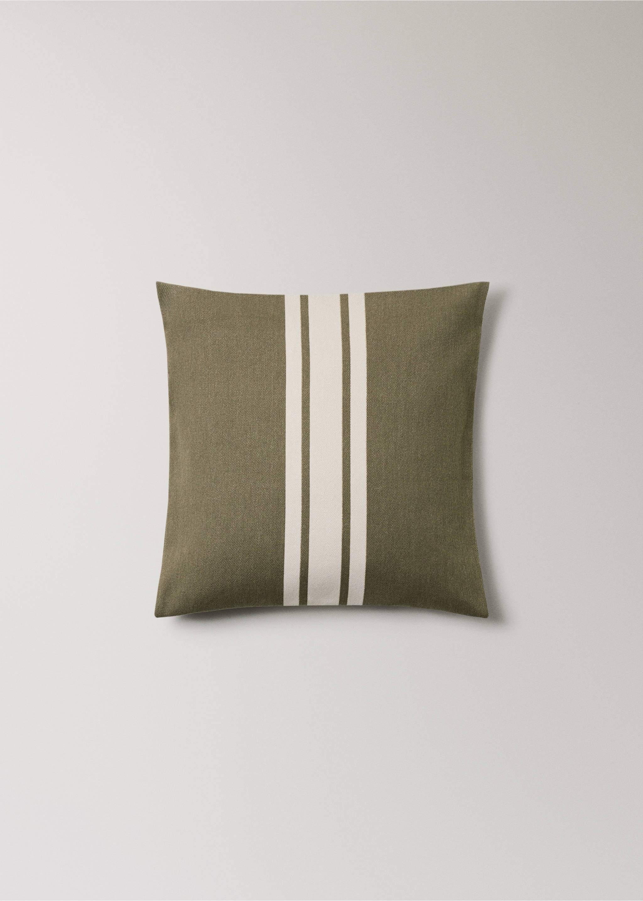 Housse de coussin en coton imprimé à rayures 45x45 cm - Article sans modèle, Vert. Ref: 17013314-00.