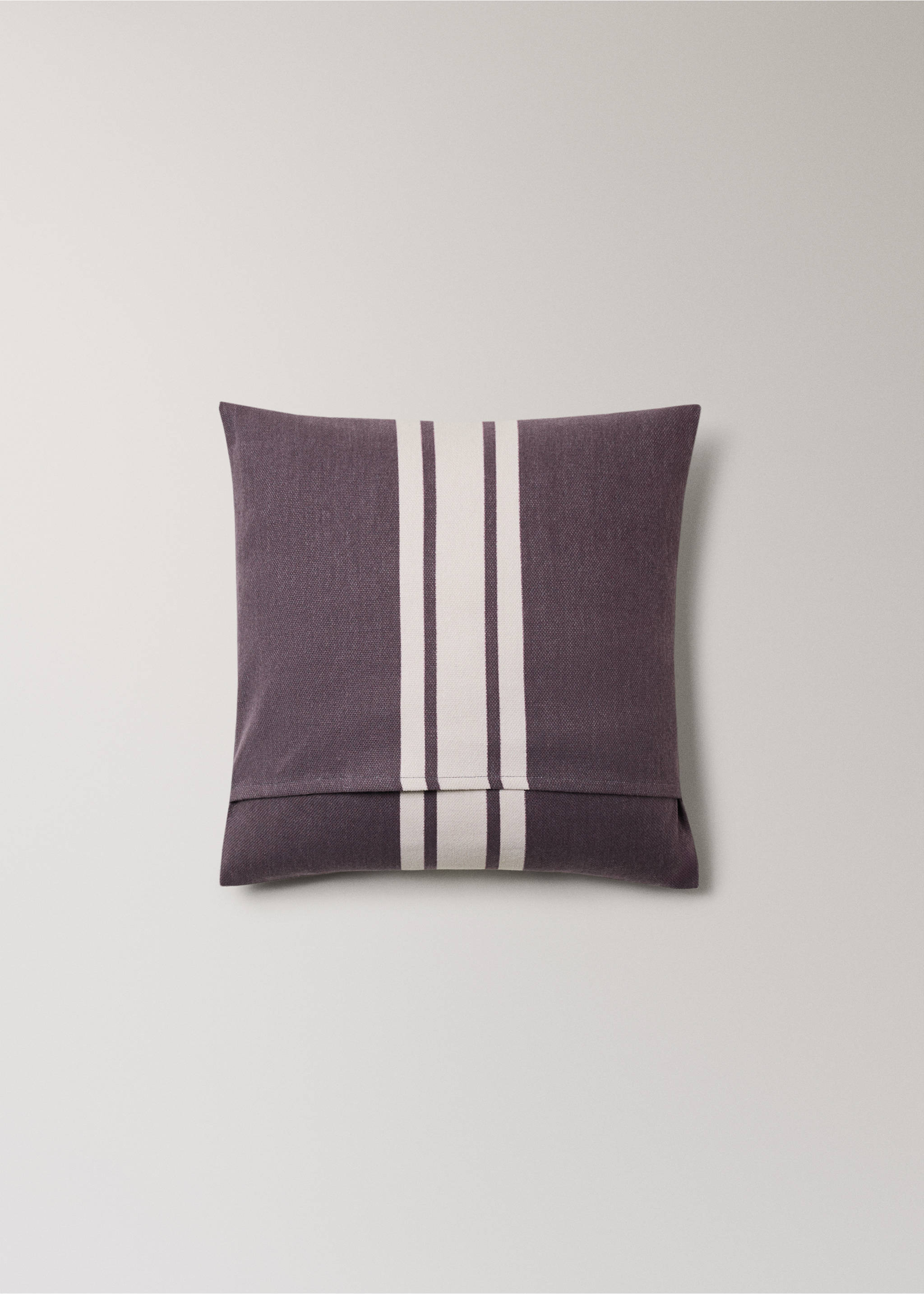 Cotton cushion cover with printed stripes 45x45 cm - Details of the article 1, Dark Red. Ref: 17013314-00.