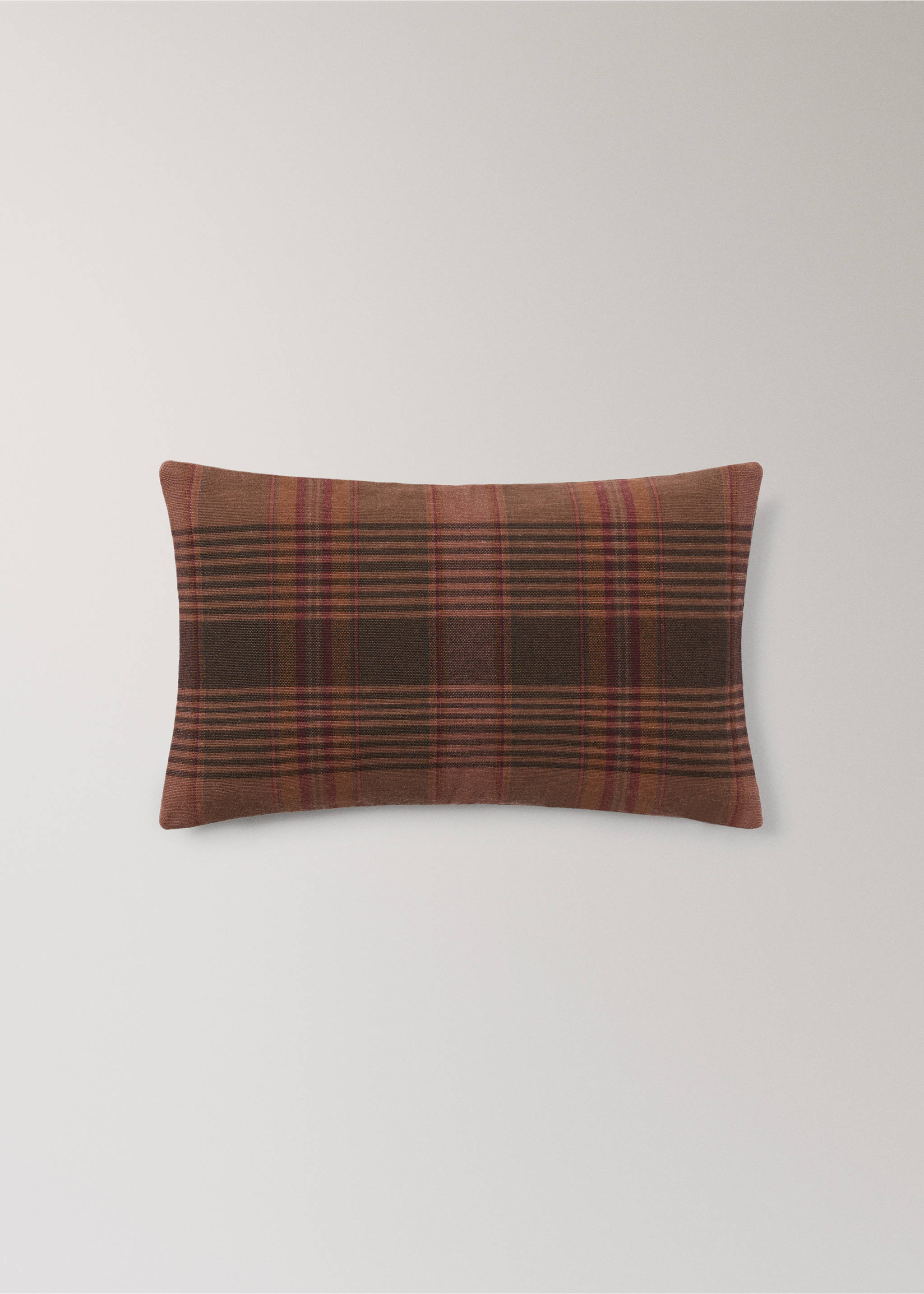 Cushion cover with check design, over-dyed colour, 30x50cm - Article without model, Russet. Ref: 17013315-00.