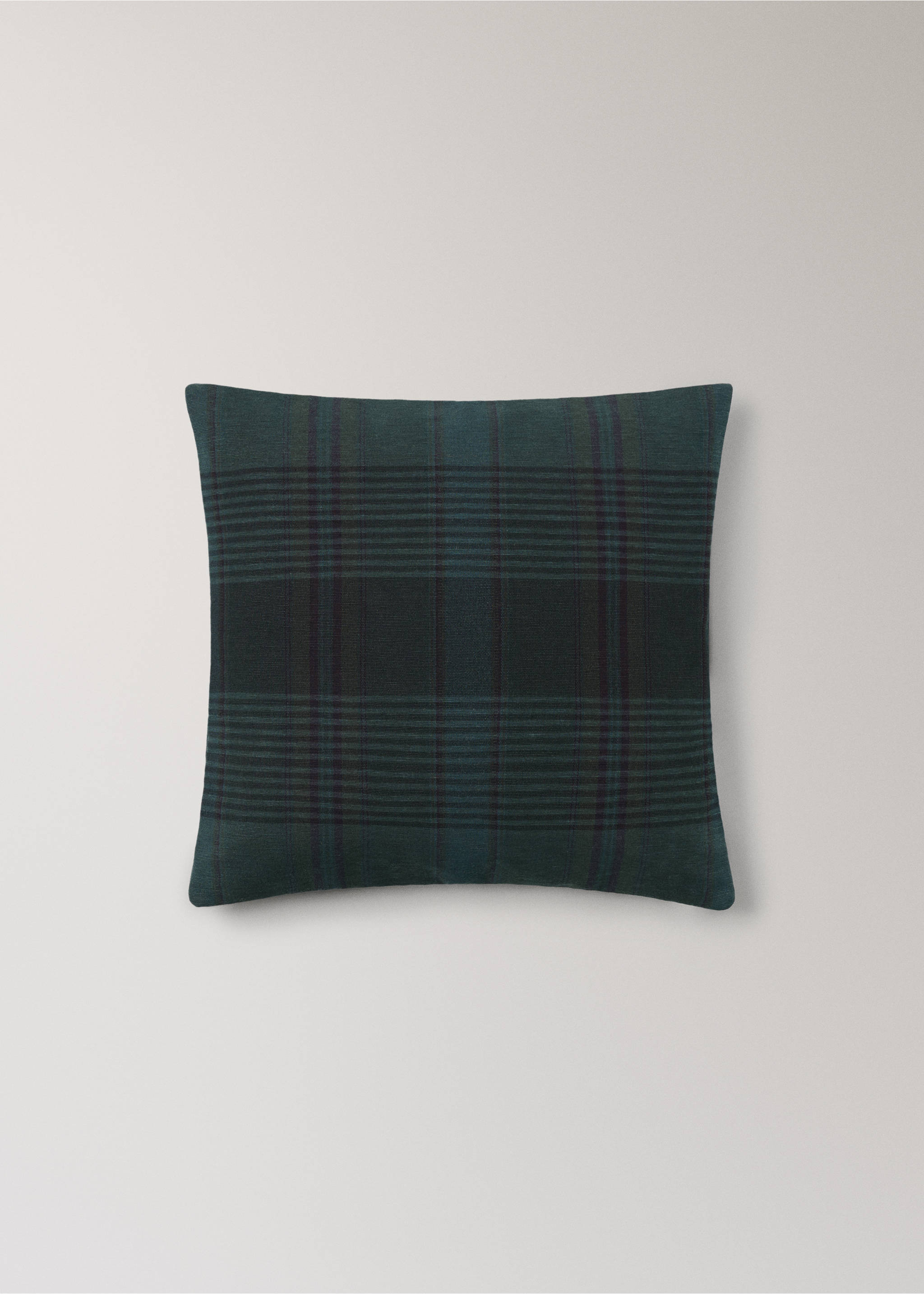Overdyed check cushion cover 50x50cm - Details of the article 1, Night Blue. Ref: 17013316-00.