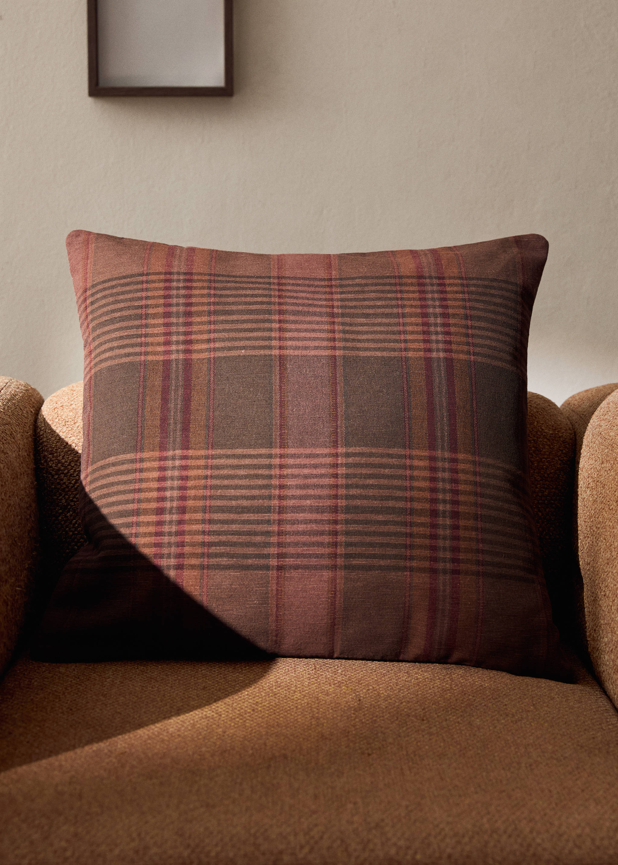 Overdyed check cushion cover 50x50cm - General plane