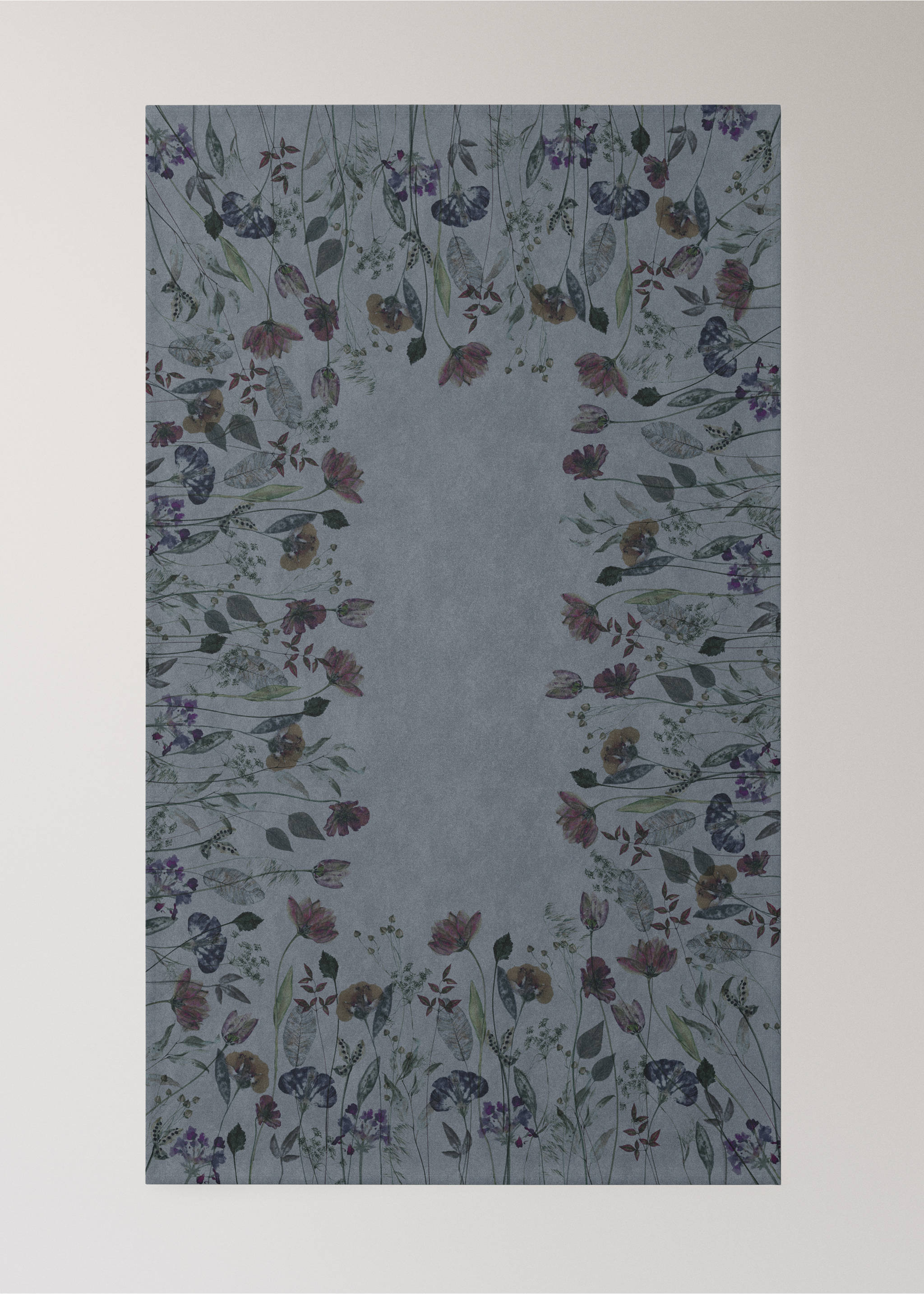 Nappe coton lin fleurs couleur pour 6 à 8 convives - Détail de l'article 1, Bleu encre. Ref: 17013335-00.