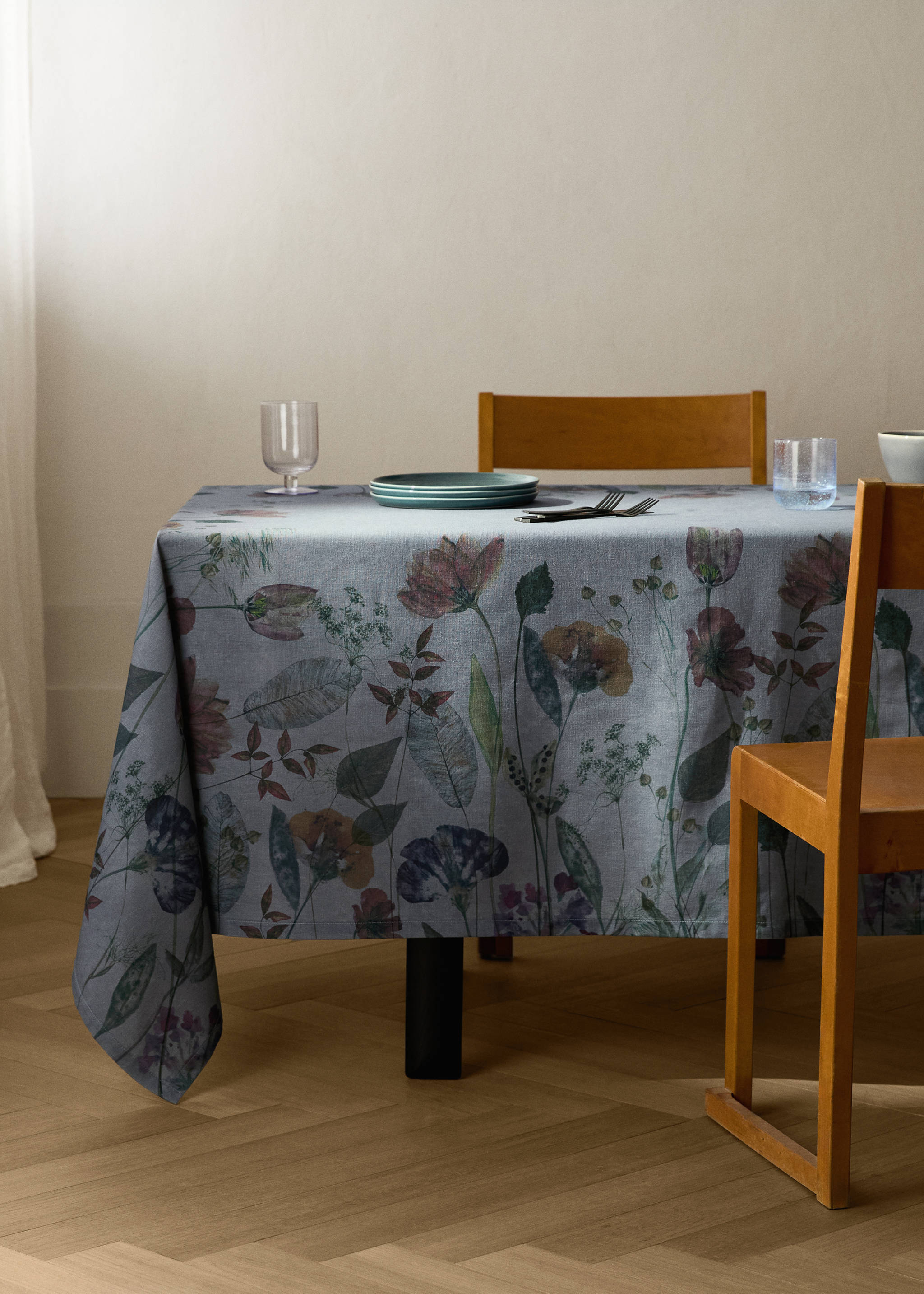 Florale Tischdecke aus Baumwolle mit Leinen mit  für 8 bis 10 Personen - Allgemeine Ansicht
