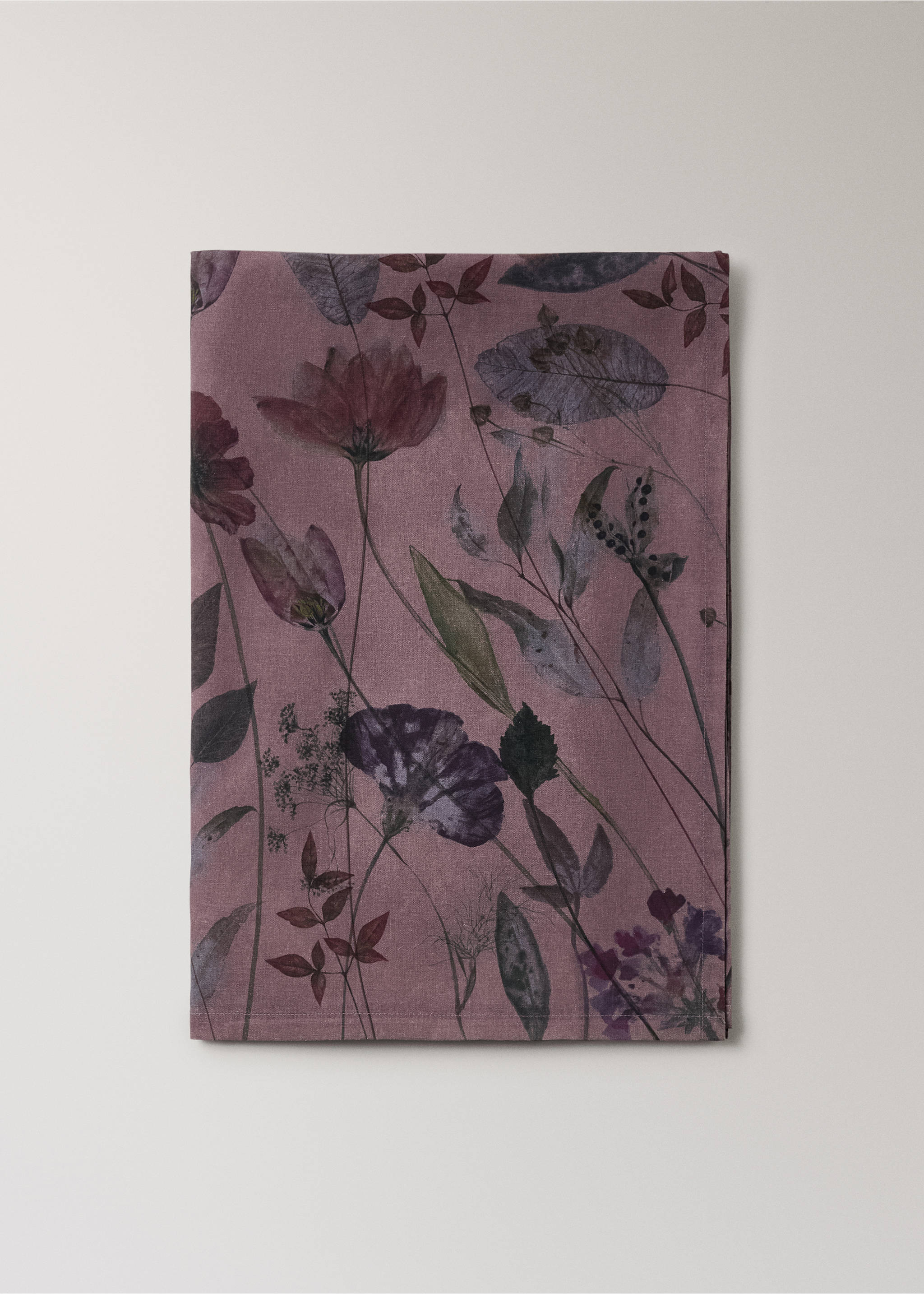 Florale Tischdecke aus Baumwolle mit Leinen mit  für 8 bis 10 Personen - Artikel ohne Model, Pflaume. Ref: 17013336-00.