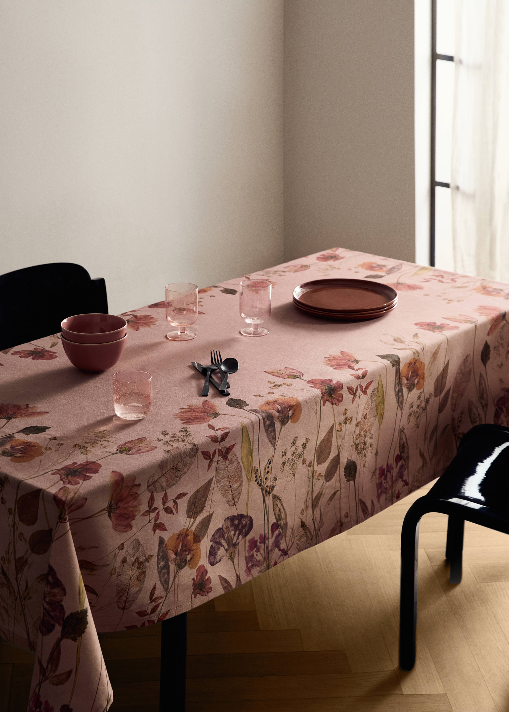 Florale Tischdecke aus Baumwolle mit Leinen mit  für 8 bis 10 Personen - Allgemeine Ansicht