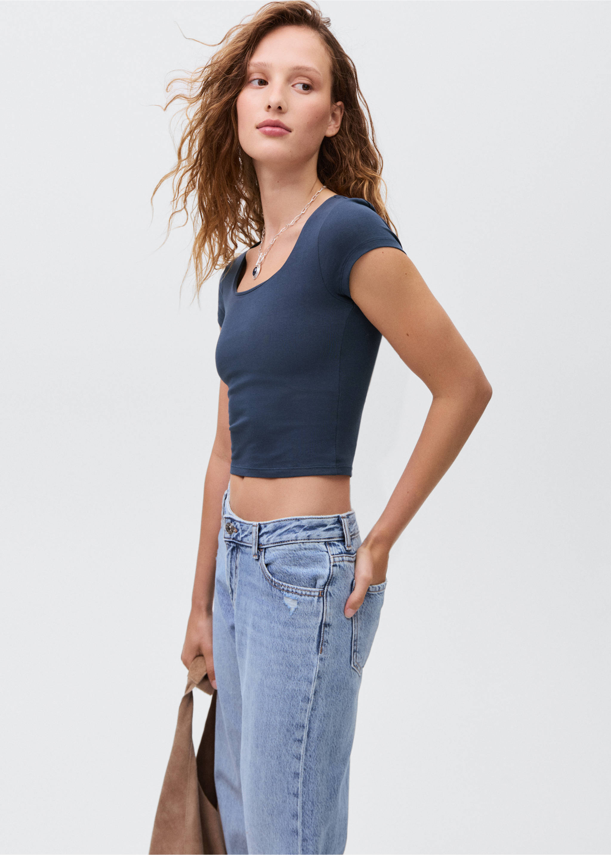 Fitted cotton t-shirt - Medium plane, Navy. Ref: 17013337-00.