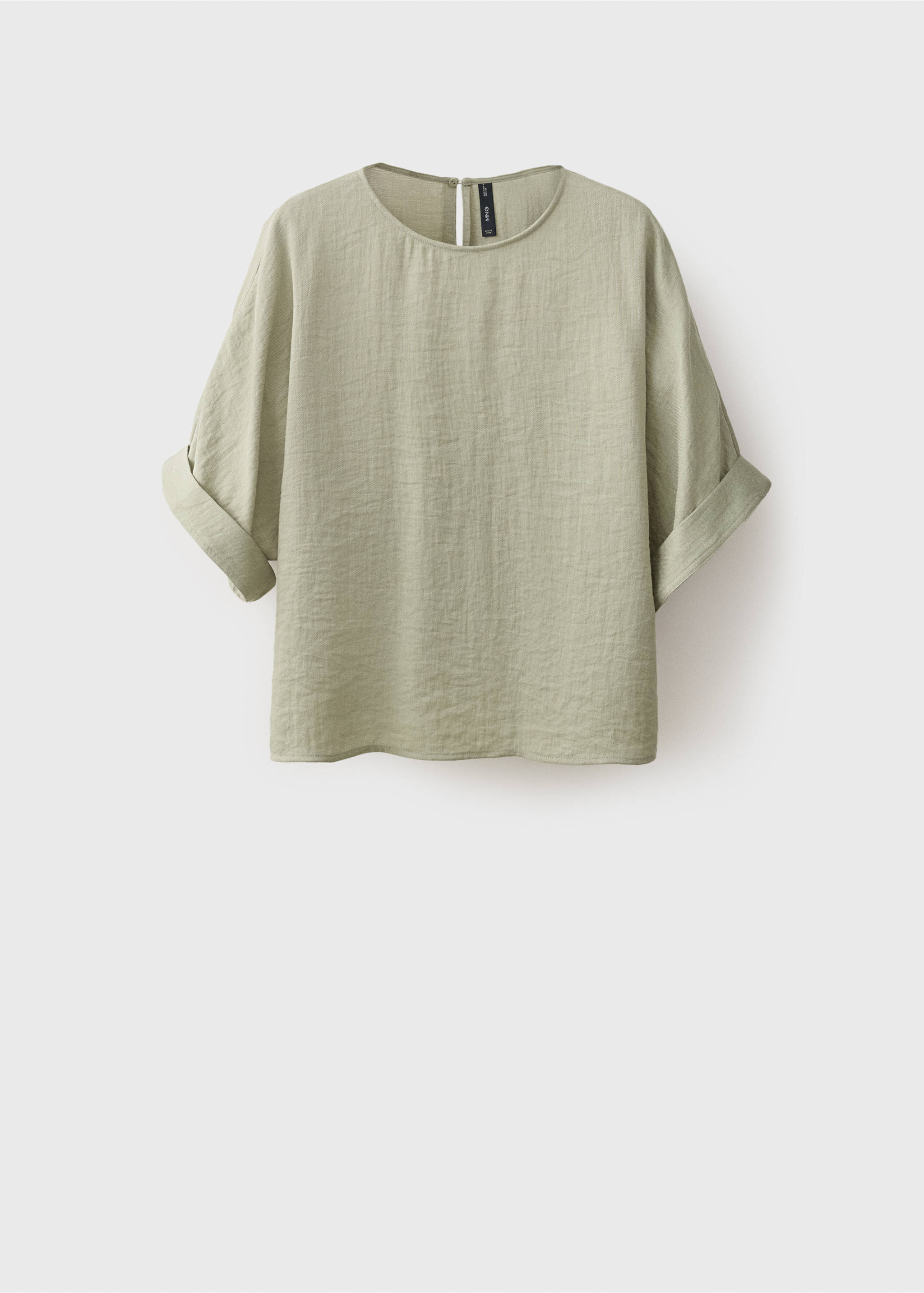 Oversized blouse with turn-up sleeves - Article without model, Aqua Green. Ref: 17013797-00.