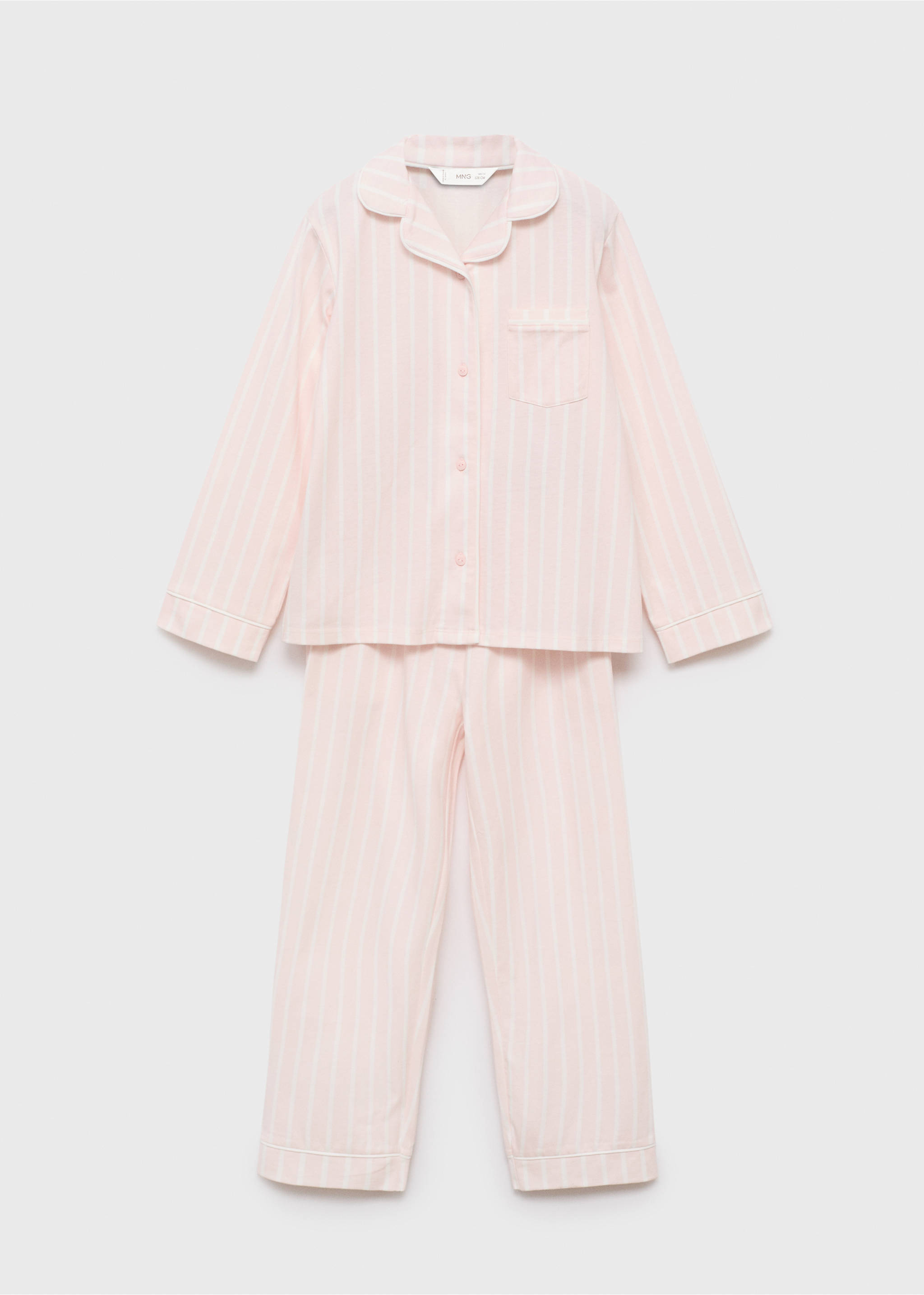 Pyjama long à rayures - Article sans modèle, Rose pastel. Ref: 17013805-00.