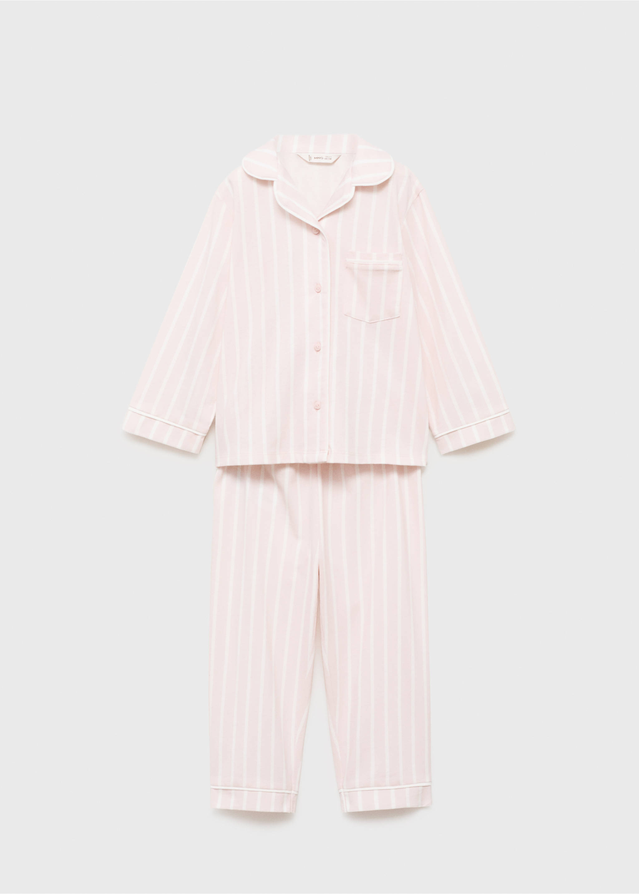 Langer Pyjama mit Streifen - Artikel ohne Model, Pastellrosa. Ref: 17013806-00.