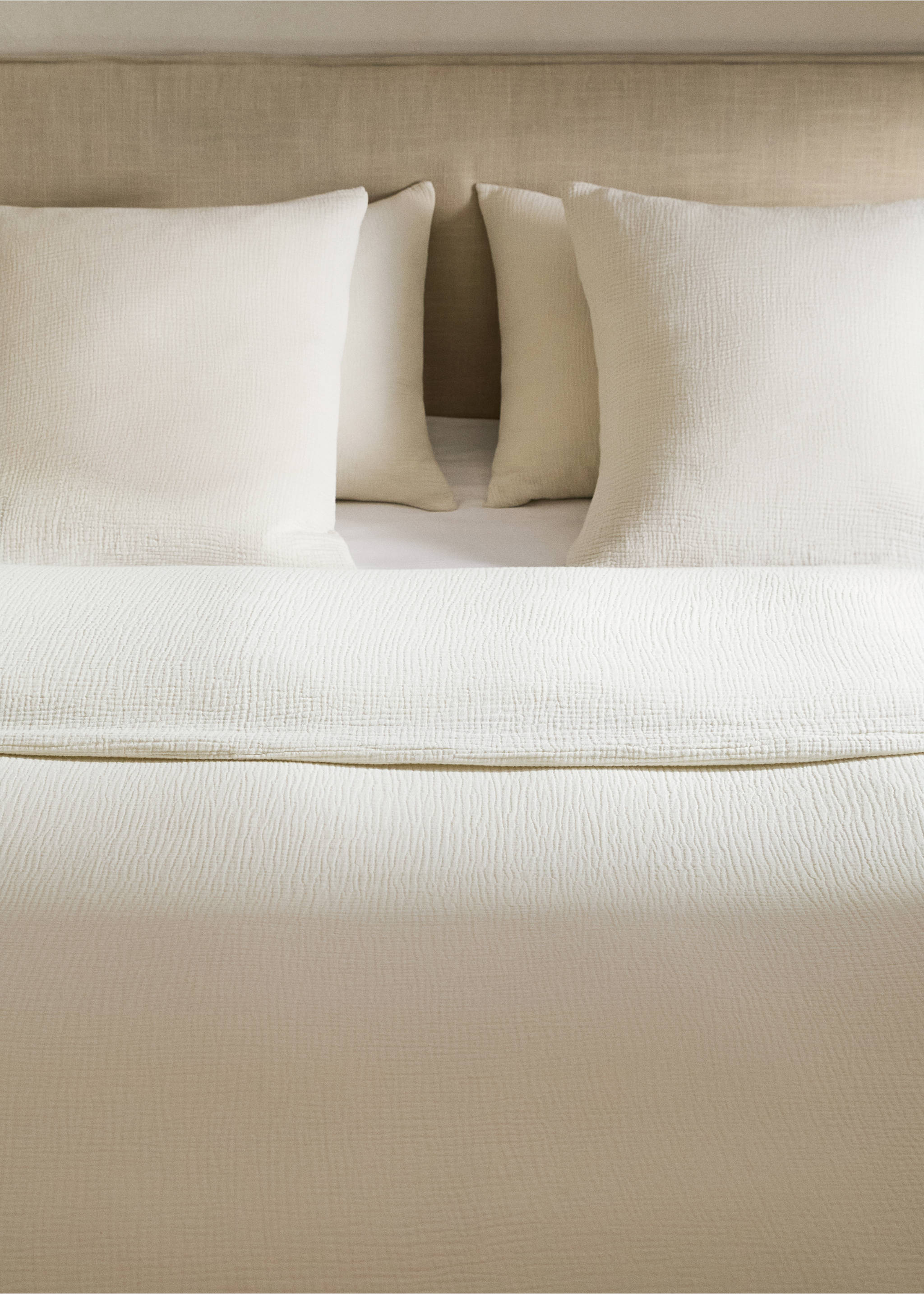 Gauze cotton duvet cover Superking bed - Details of the article 7, Ivory White. Ref: 17013828-00.