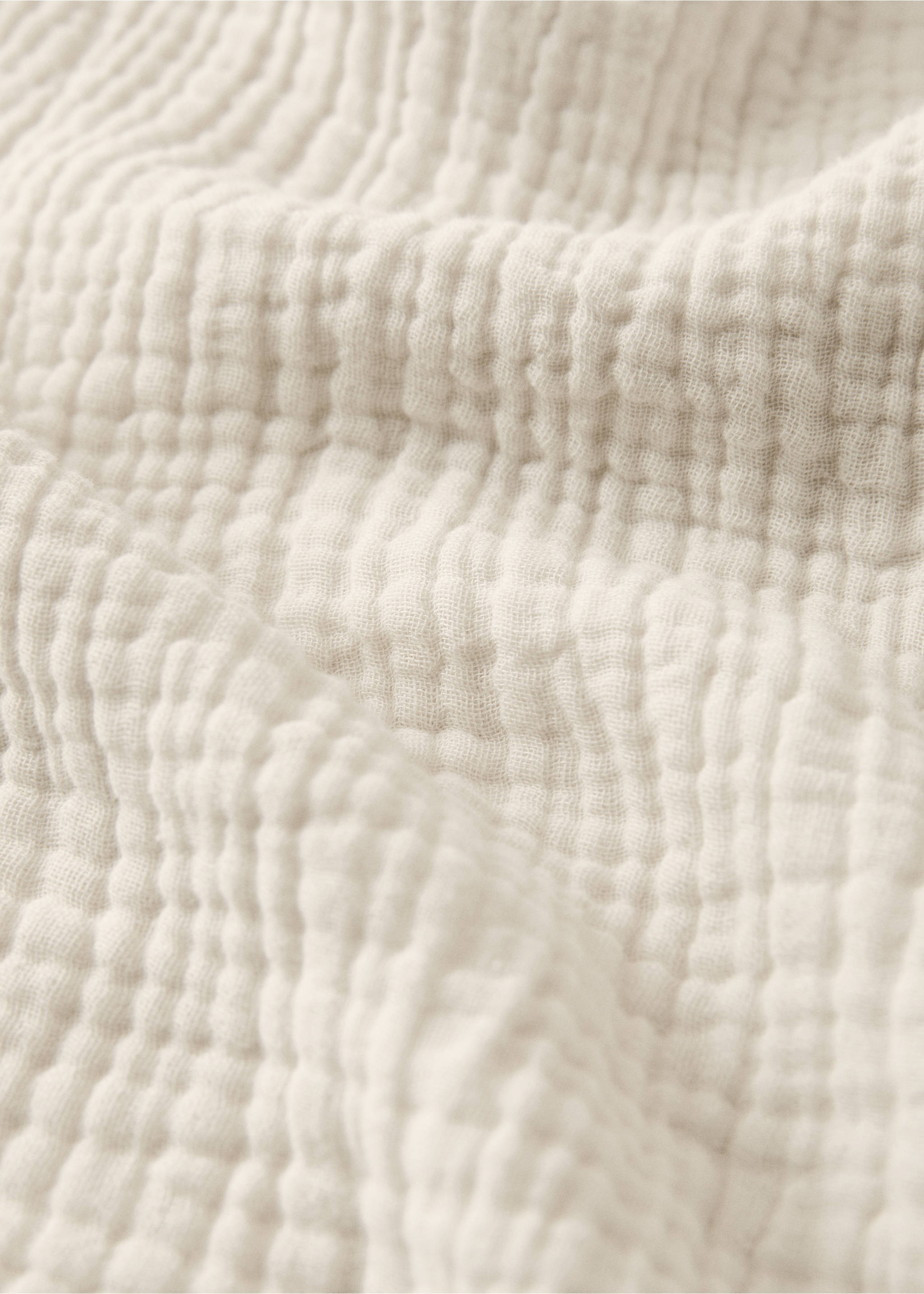 Gauze cotton duvet cover Superking bed - Details of the article 2, Ivory White. Ref: 17013828-00.
