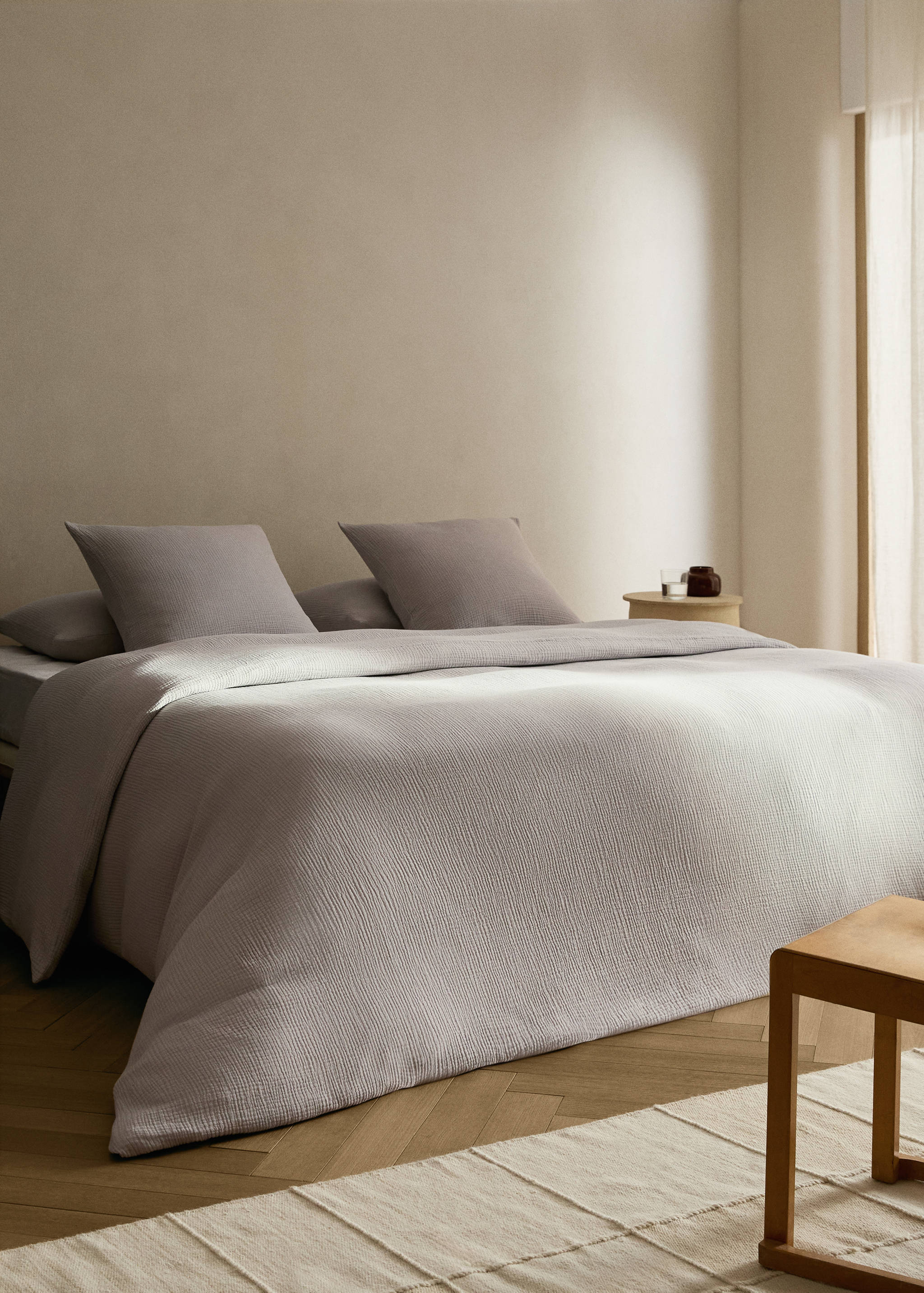 Gauze cotton duvet cover Superking bed - General plane